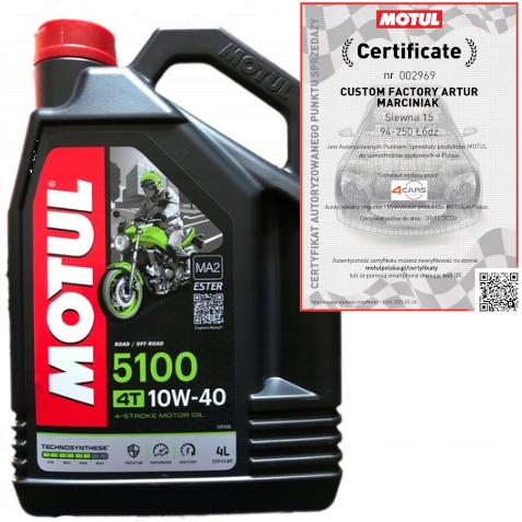 

Motul 5100 4T 10W40 Ester MA2 Półsyntetyczny 4L