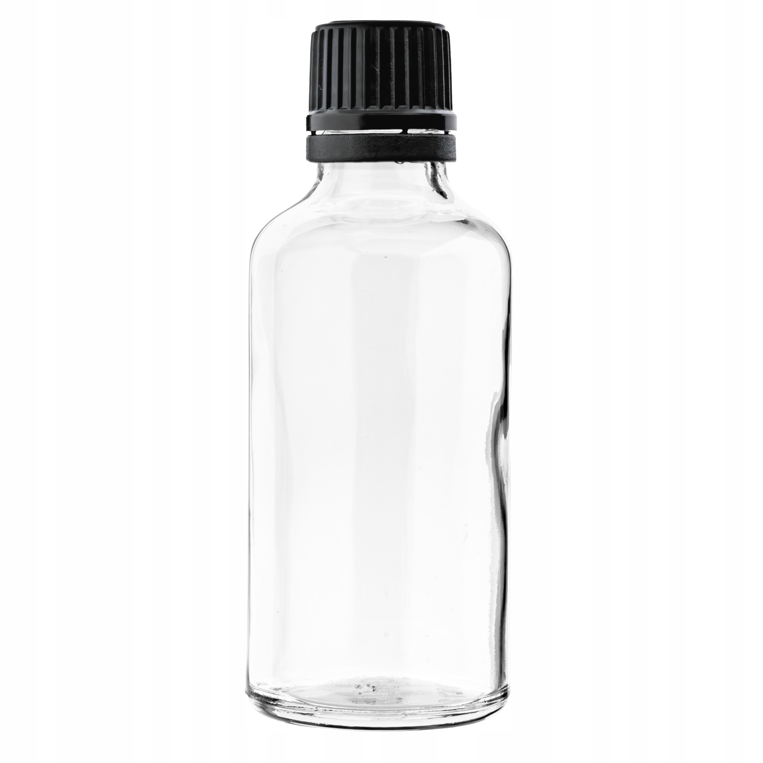 Butelka szklana bezbarwna 20 ml z czarnym kroplomierzem