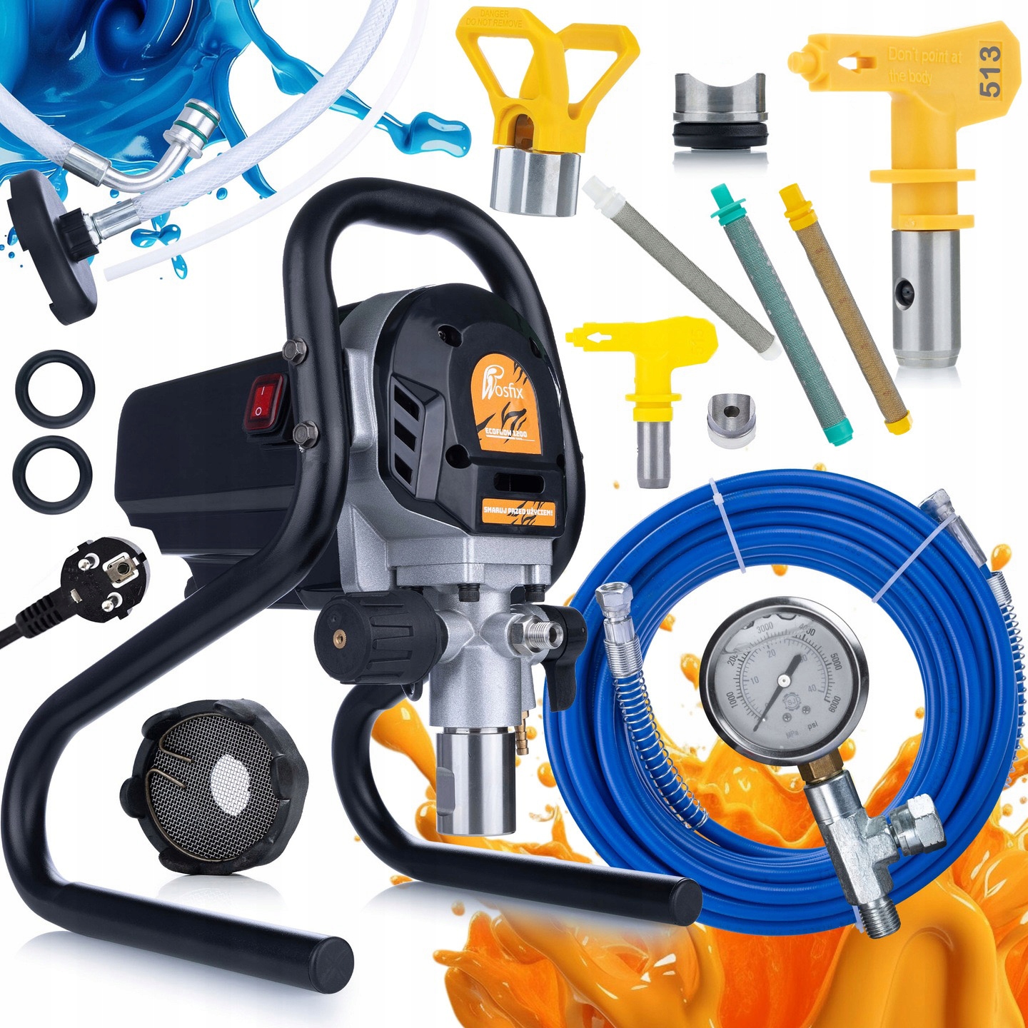 Malířský Agregát Hydrodynamická Pistole Akrylové Barvy Tryska 513 3XFILTR