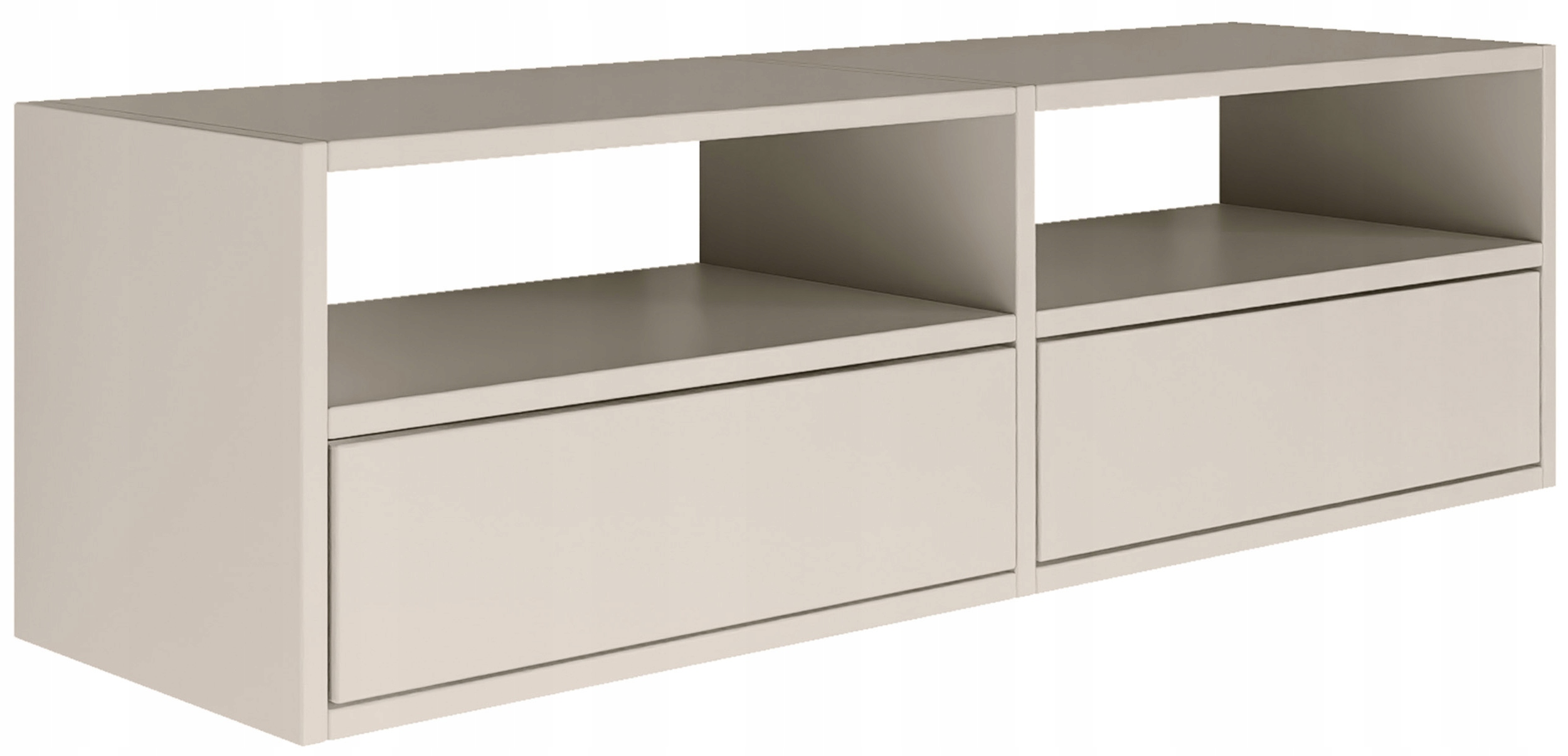 Závěsná Rtv skříňka Framme se dvěma klopami a výklenky, 100 cm, kašmír