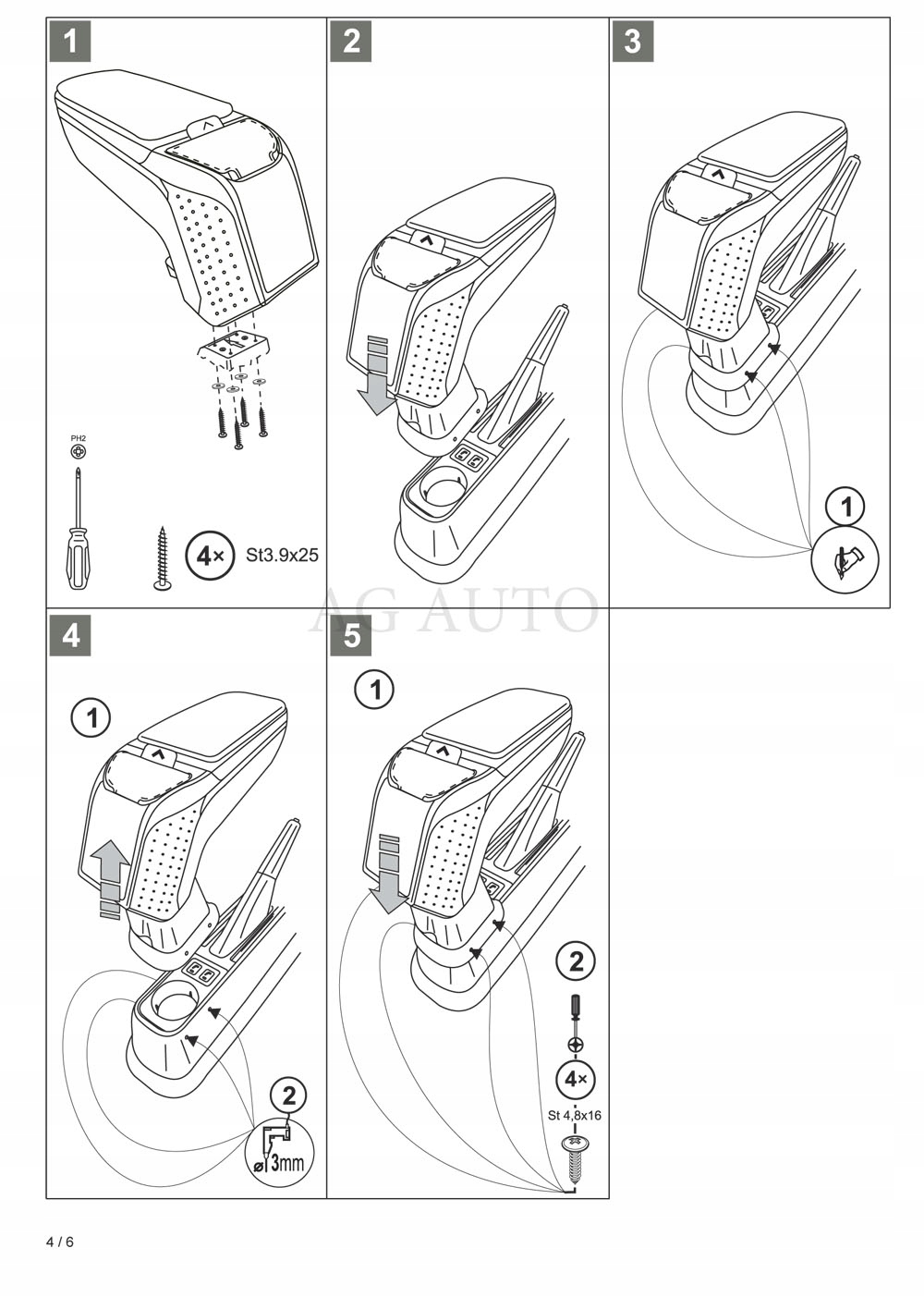 V00885 - ARMREST ARM 2 Fiat Grande Punto, 2005 -, бл.из