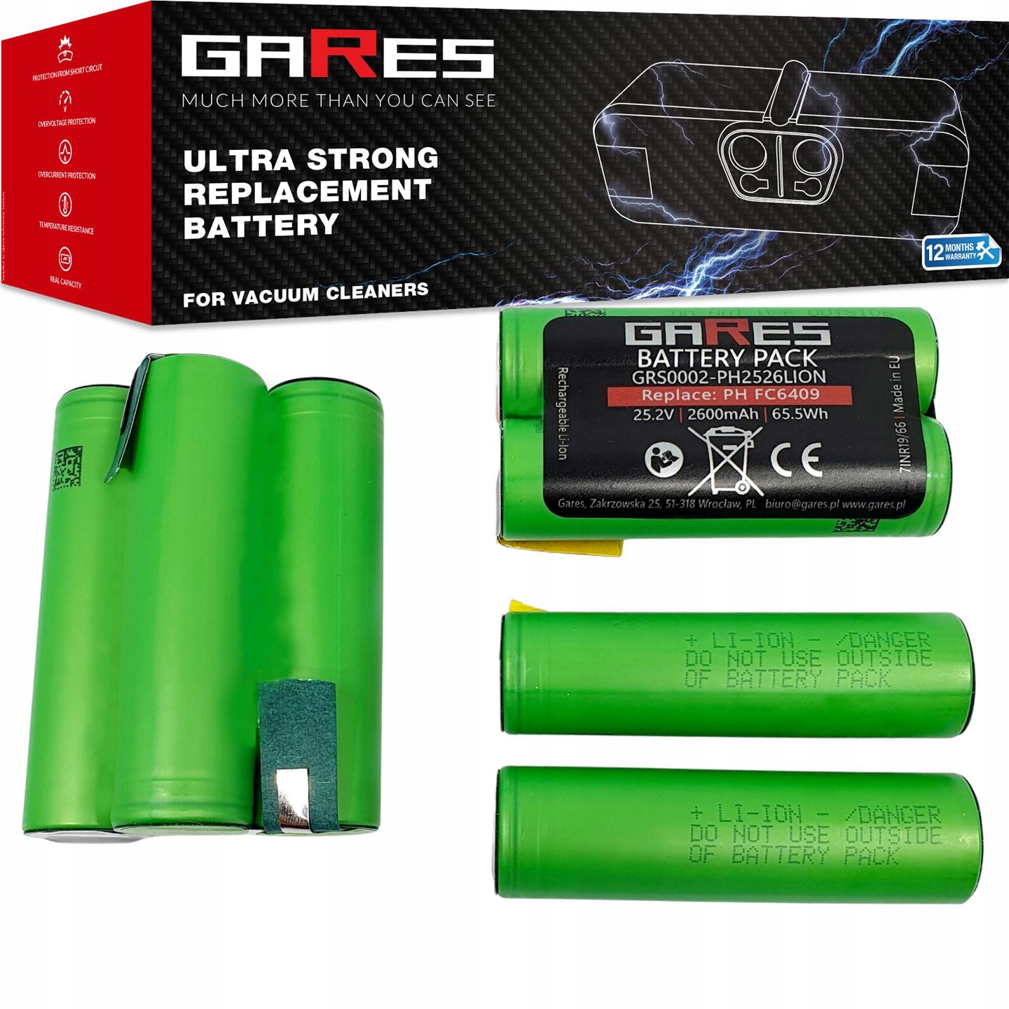 Akumulátor Gares pre Philips PowerPro FC6409 FC6408 FC6171 25,2V 2,6Ah