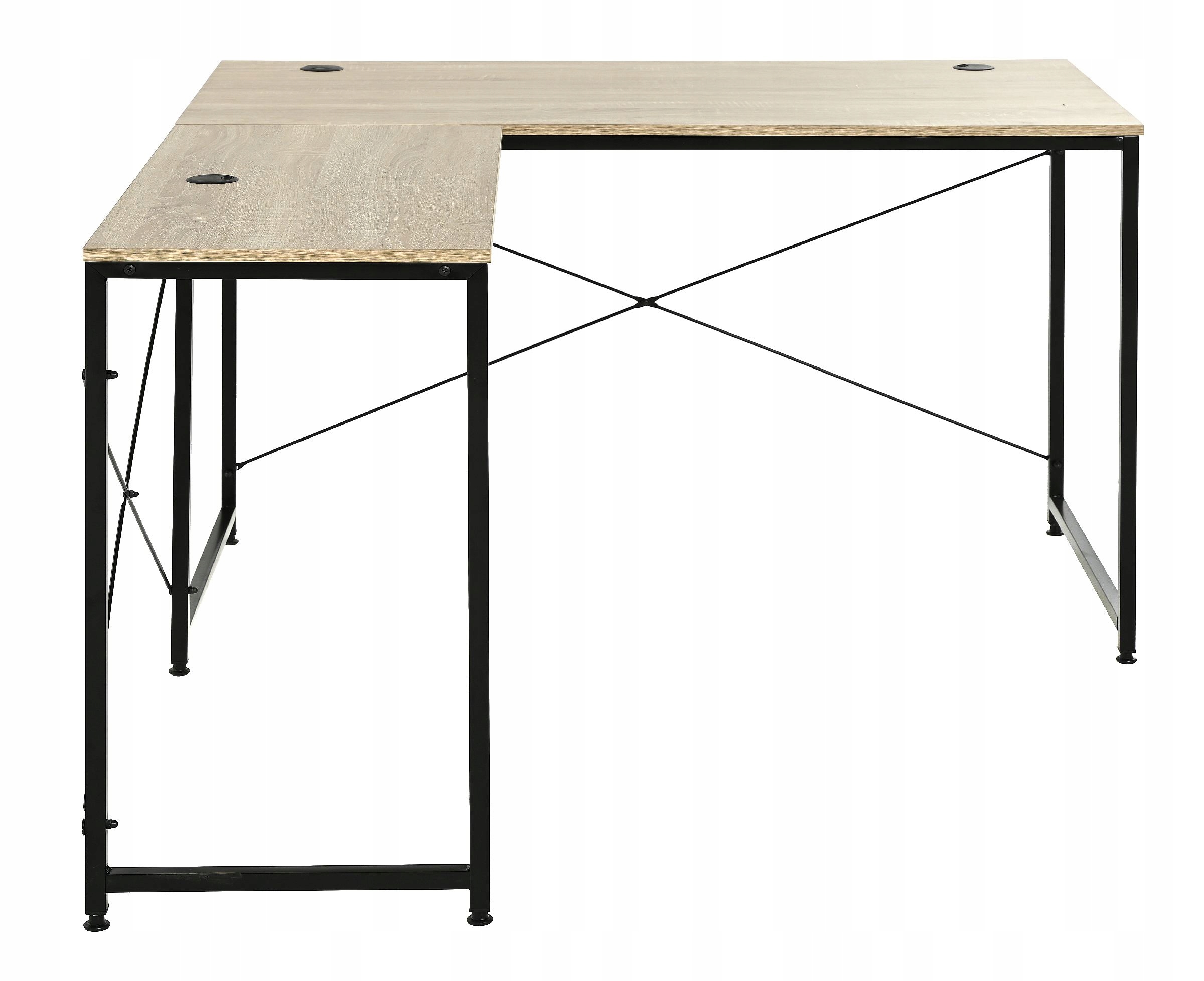 Biurko Loft Narożne Nowoczesne z Blatem Melamina i Czarnym Stelażem Kolekcja LOFT