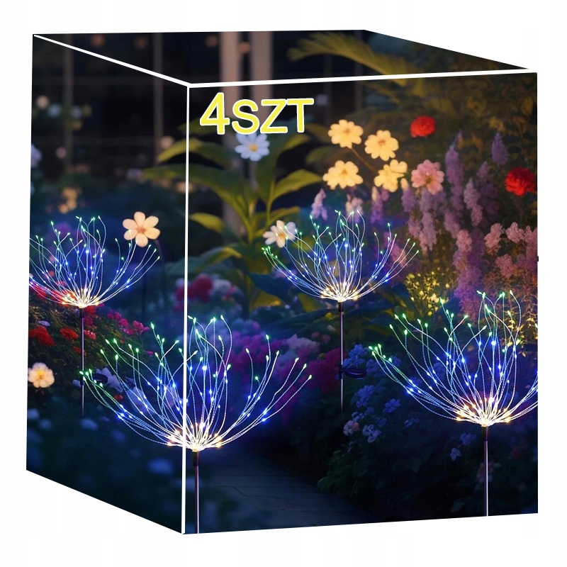 4Szt LAMPKI OGRODOWE SOLARNE DMUCHAWIEC DRZEWKO FAJERWERKI OZDOBA 150 LED