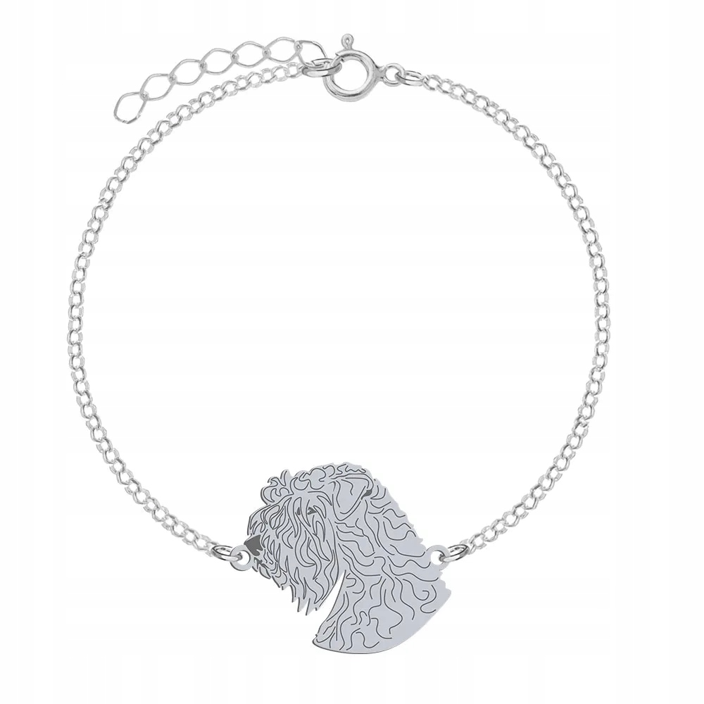 Stříbrný náramek Irish Soft-coated Wheaten Terrier 925 Řetízek Gravírování