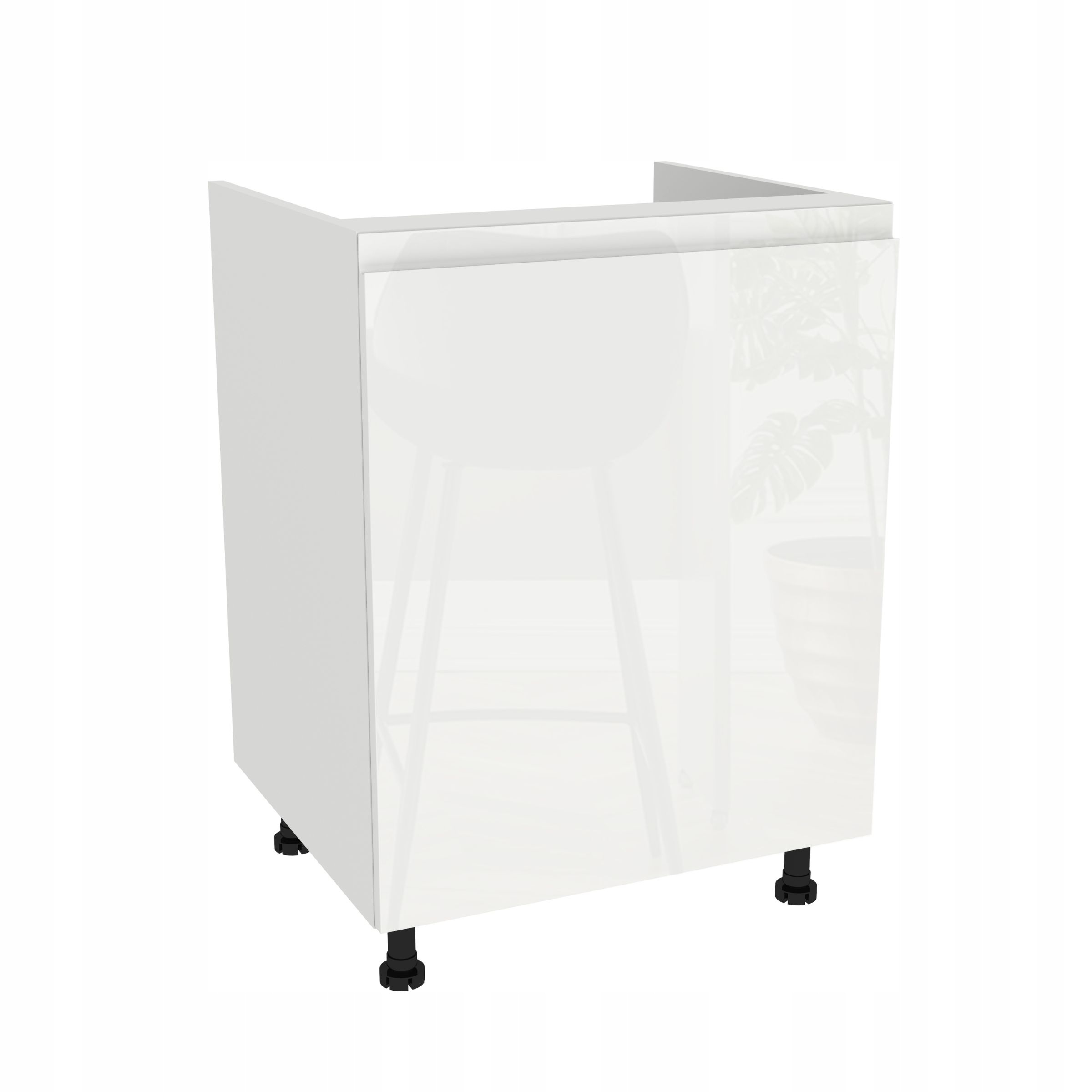 Spodná skrinka pod umývadlo 60 Frezo Biela predná časť Bezúchytková Biela Akryl Lesk