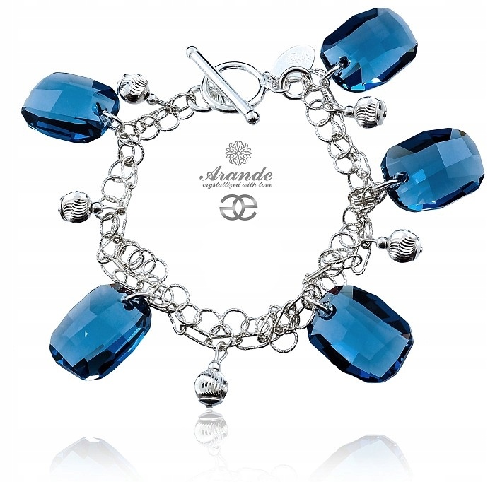 Křišťálový náramek Denim Blue Stříbro Arande