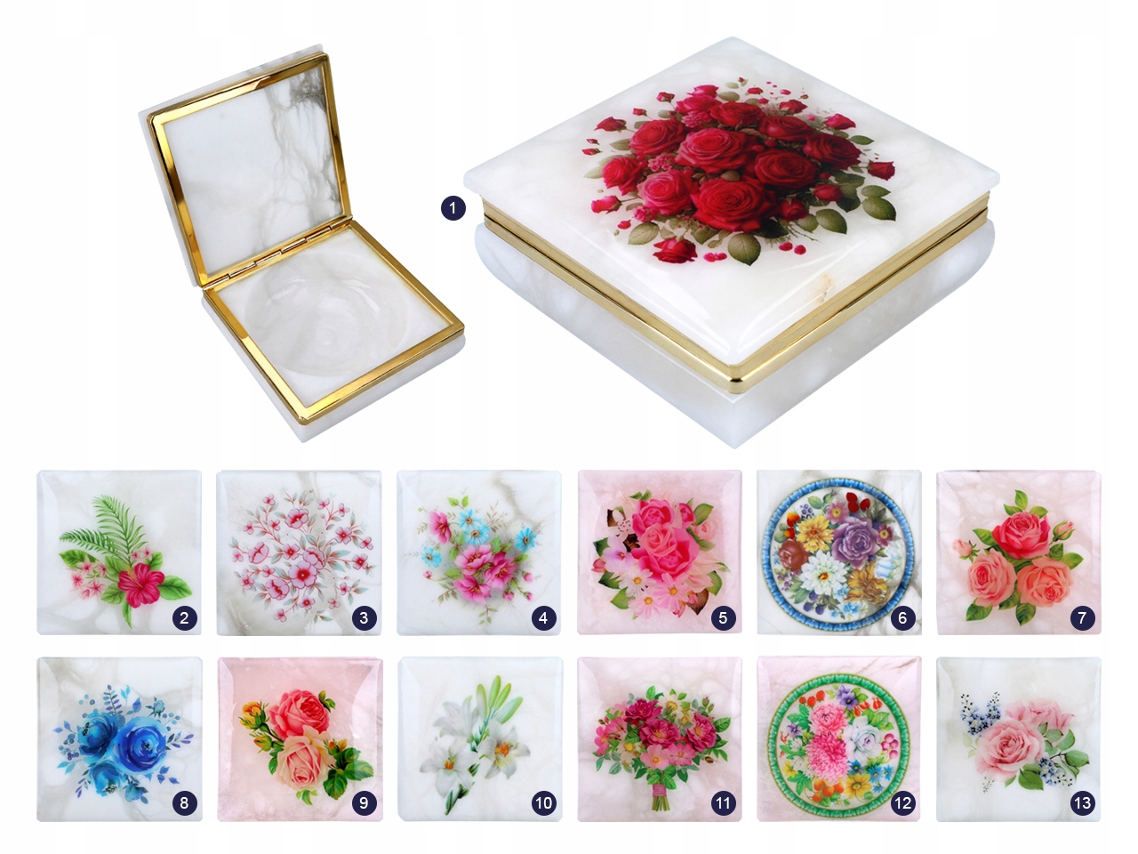 Alabastrová Kazeta Čtvercová Nádoba Na Šperky Krabička 10X10 CM