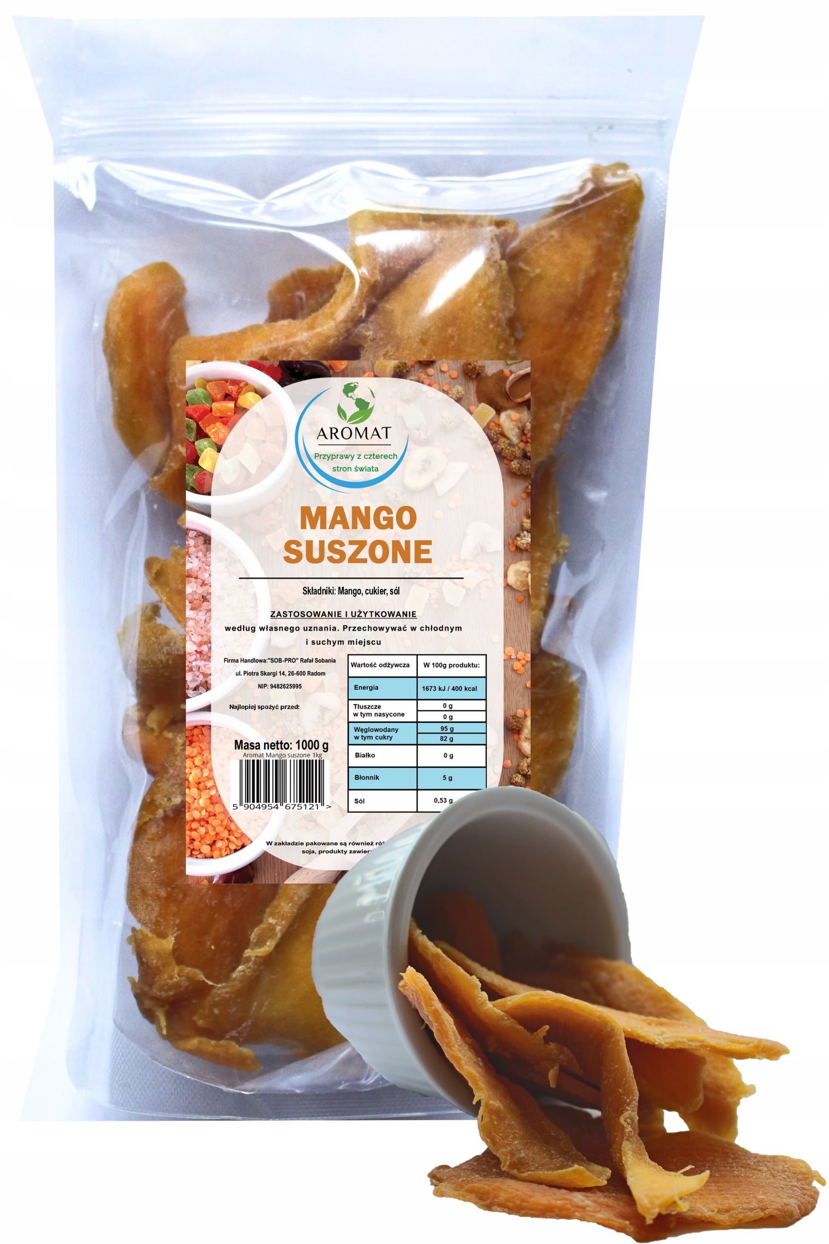 Levně Mango Sušené 1KG Přírodní Chutné sladké Velké Plátky 1000g