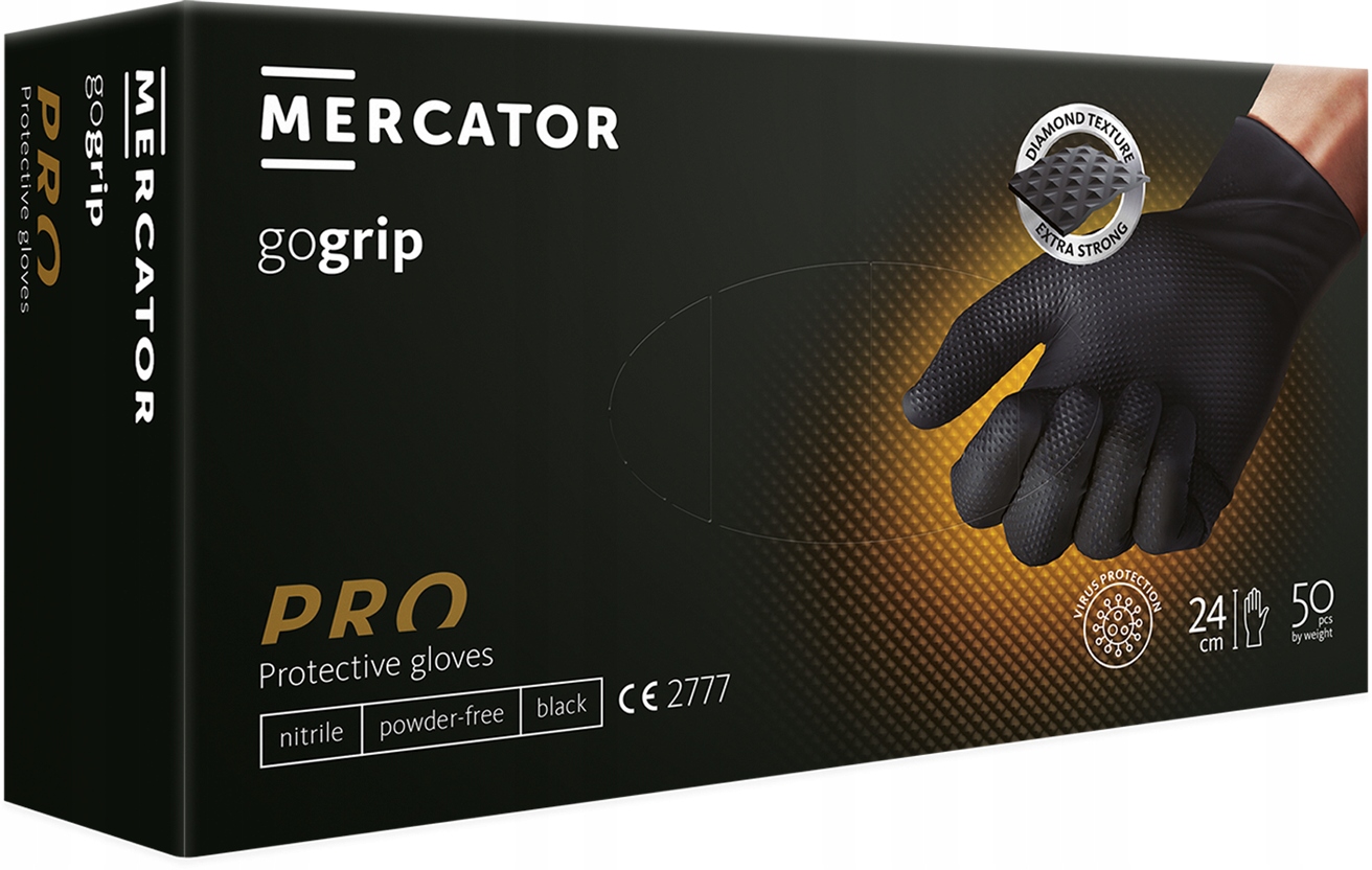 

Rękawice nitrylowe czarne Mercator Gogrip r. M