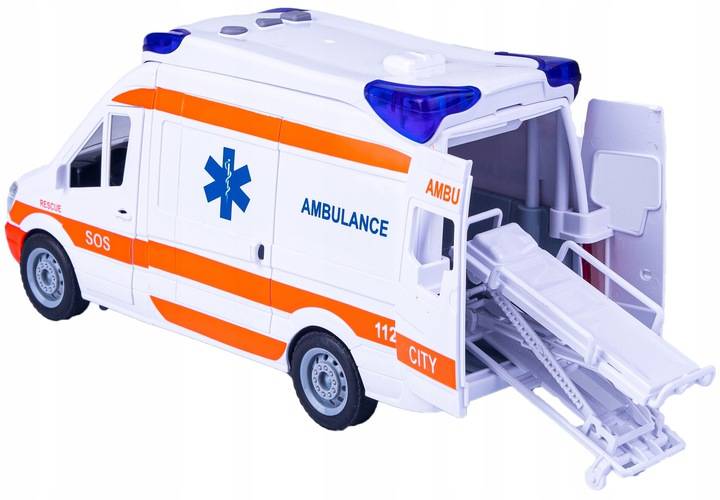 Ambulans Karetka Pogotowia Samochód Van Auto Zabawka z Dźwiękami i Noszami Model VAN
