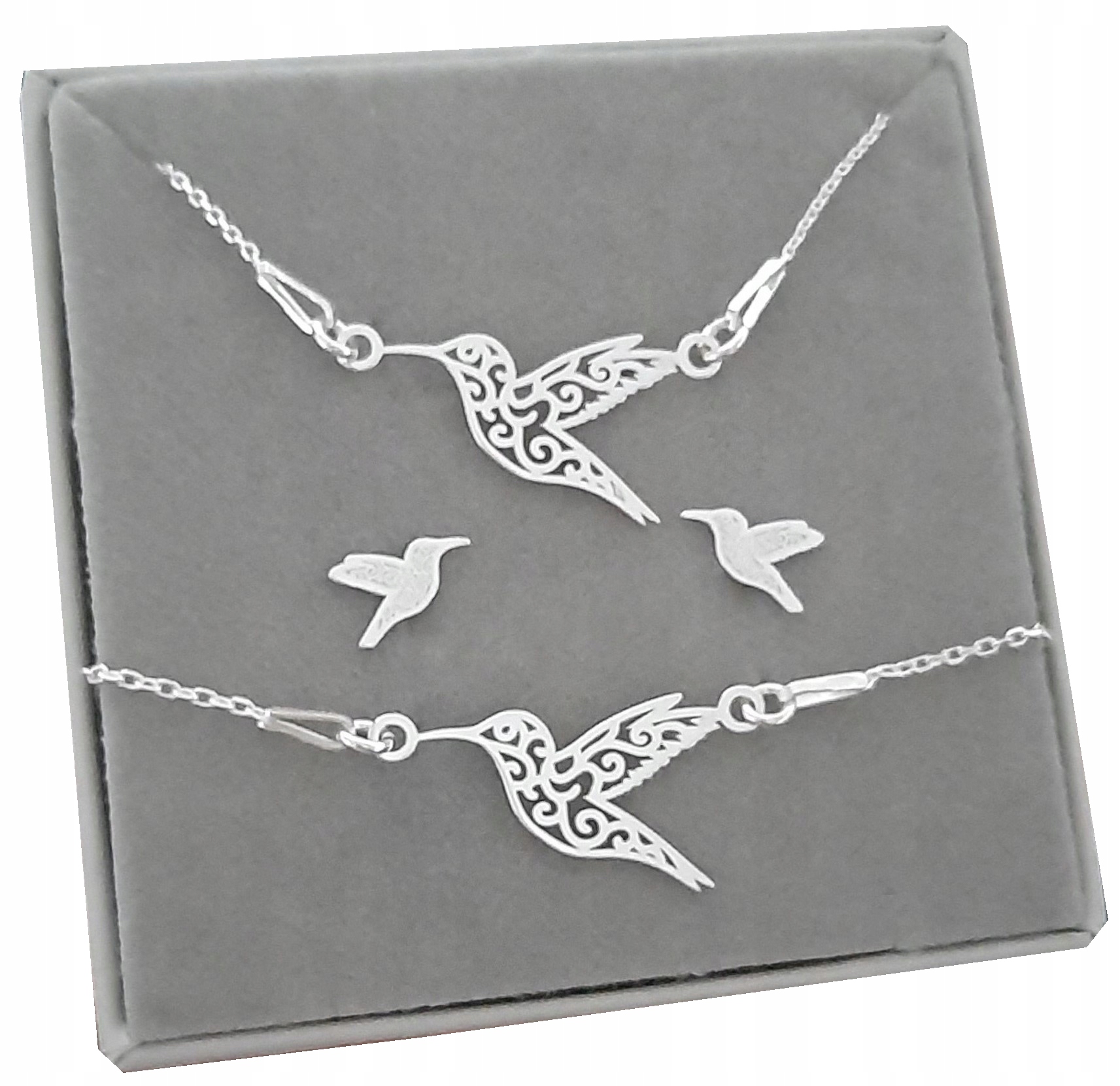 

Srebrny komplet koliber ażur Celebrytka srebro 925