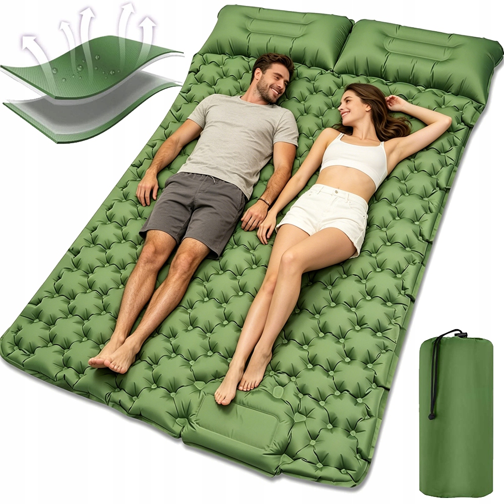 Samonafukovací Podložka Polštář Karimatka Stan Kemping 195X125X10 CM Zelená