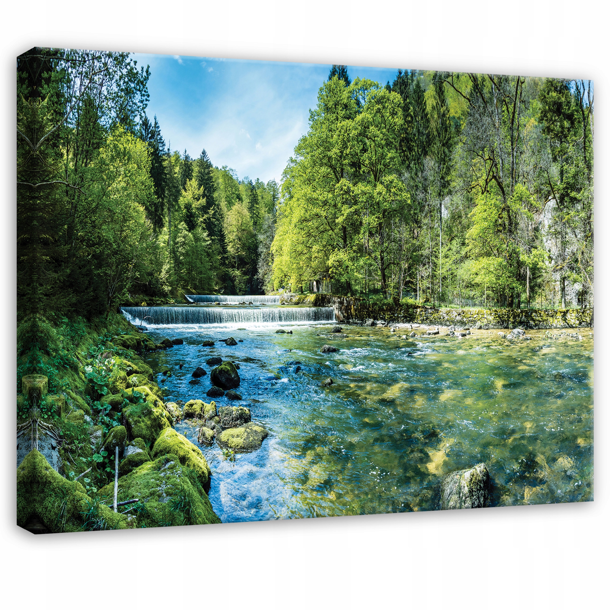 Zelený Obraz Řeka Příroda Stromy Do Předsíně Kanceláře Moderní 120x80