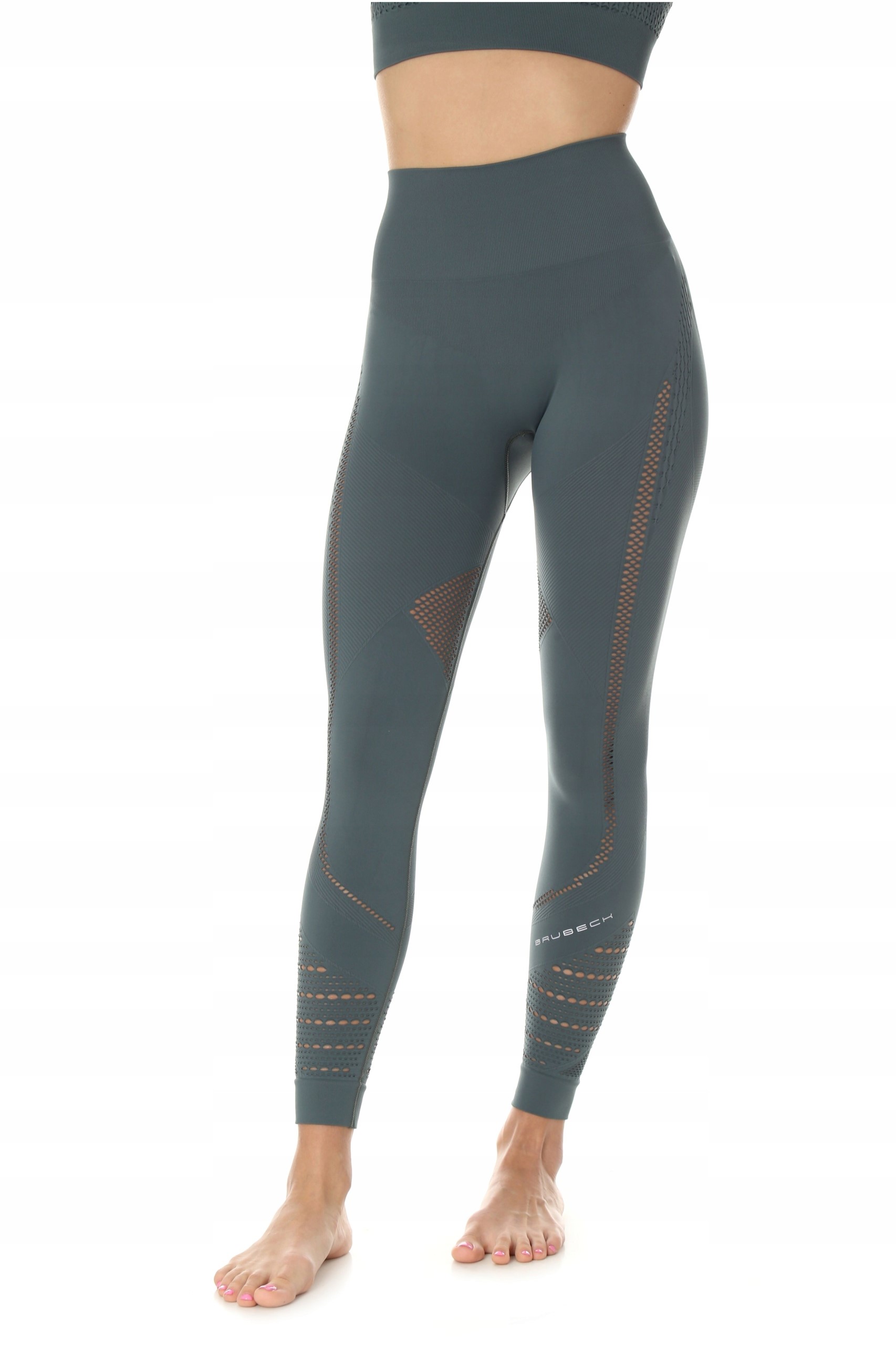 Legginsy damskie Gym z długą nogawką Brubeck L zielony