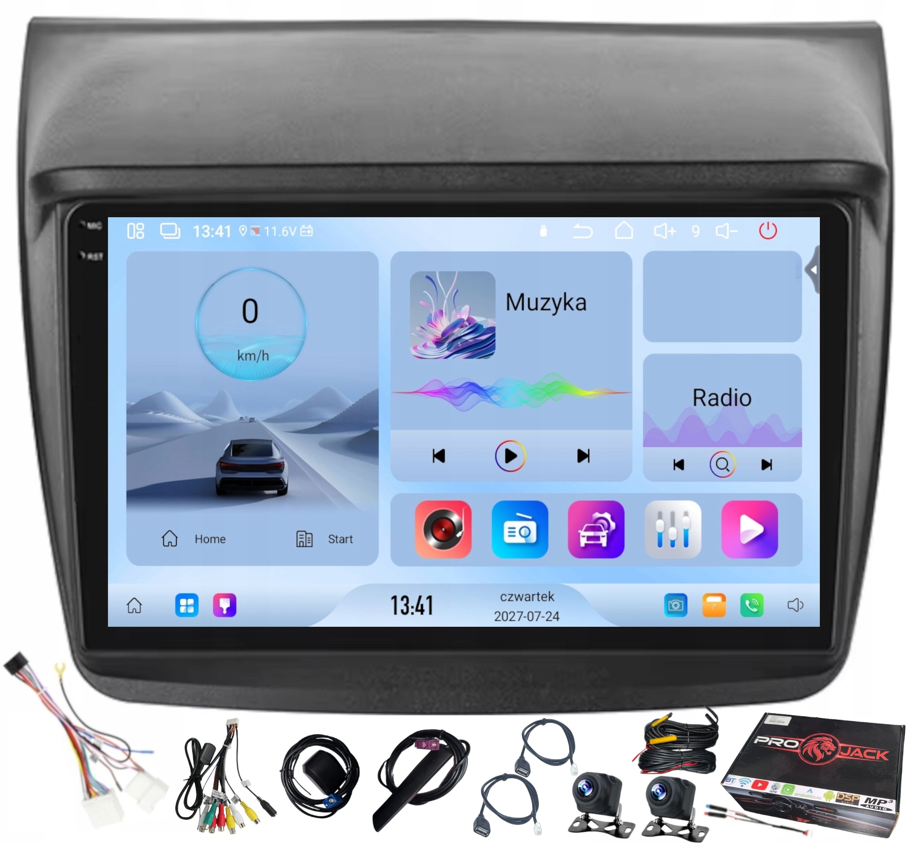 Rádio Navigace Android Mitsubishi Pajero 2008-2016 Wifi Bt 4GB 64GB Sim