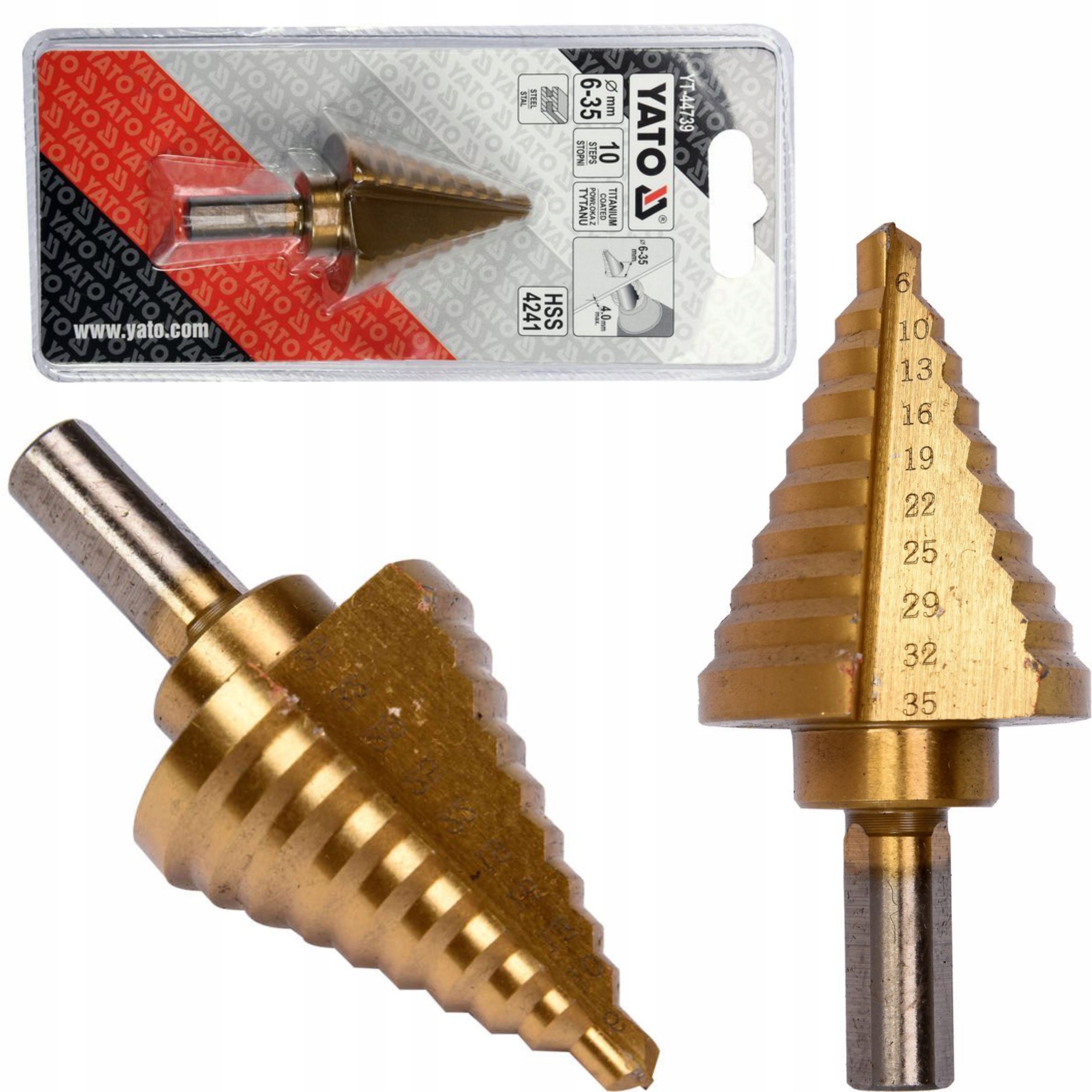 

Wiertło Stopniowe Stożkowe Hss 6-35 mm Yato 44739