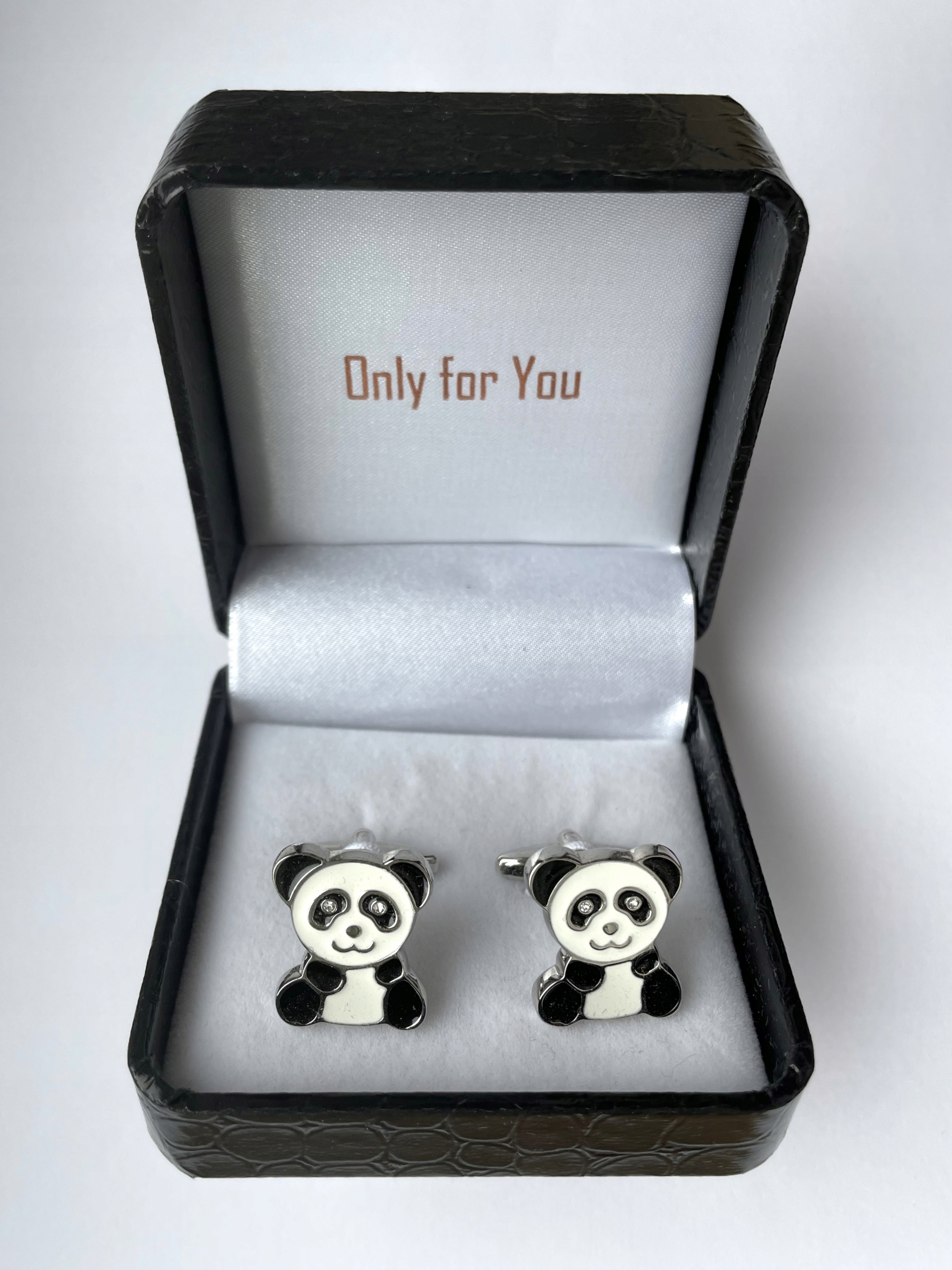 Stříbrné manžetové knoflíčky Exc Medvídek Panda Medvídek Medvídek Leniuszek Pouzdro