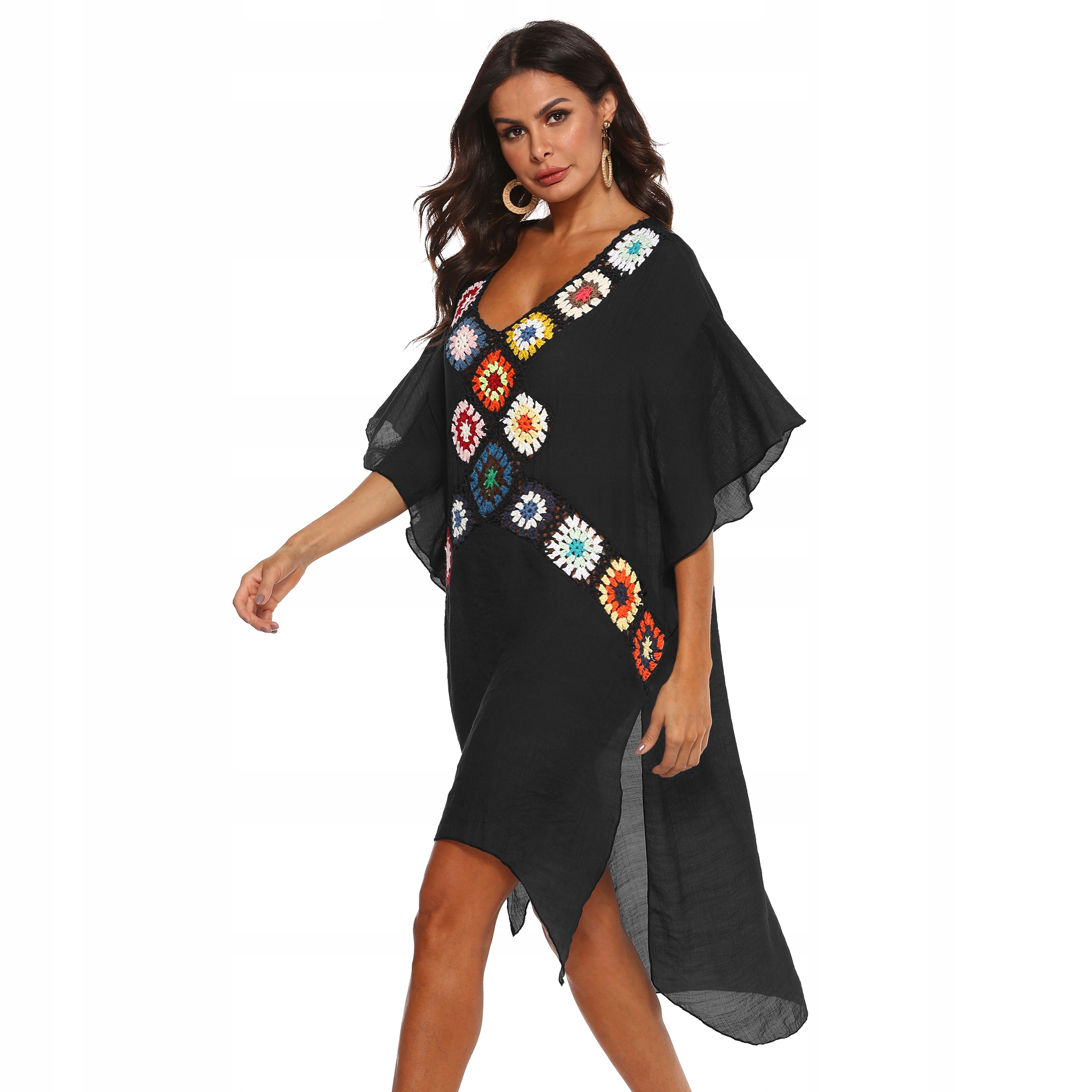 PAREO SUKIENKA TUNIKA NARZUTKA LETNIA W STYLU BOHO HAFT ZWIEWNA NA PLAŻĘ Marka Papilio