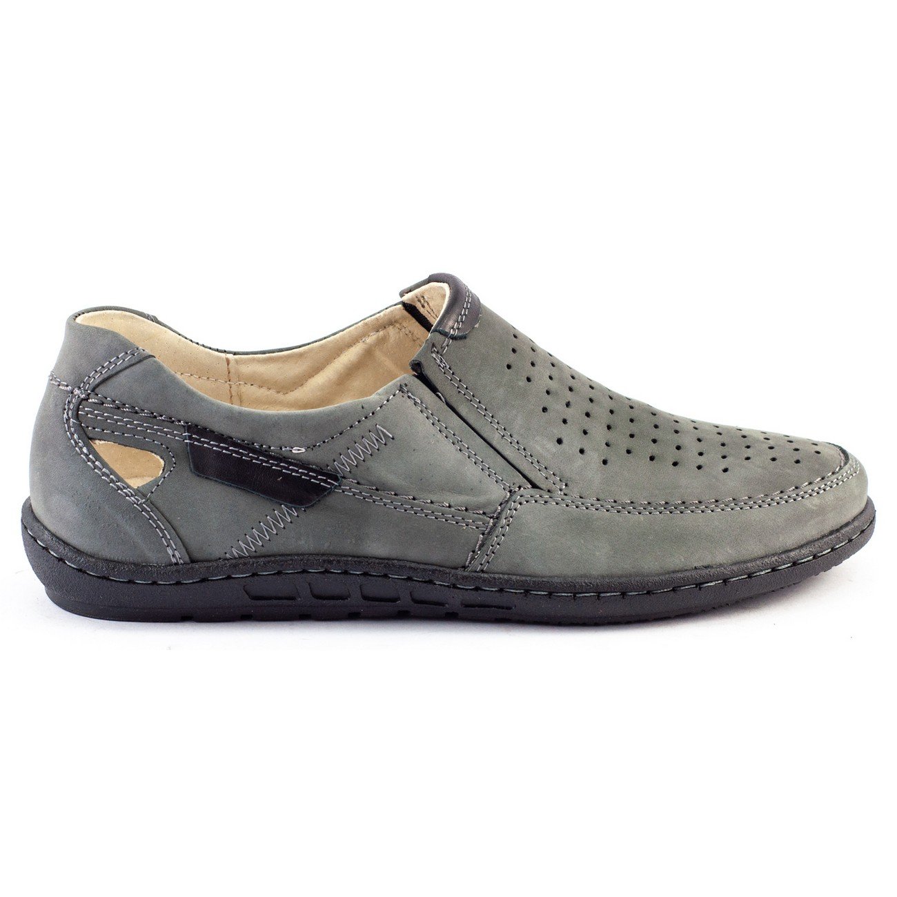

Mokasyny buty męskie skórzane na lato 602 szare 45
