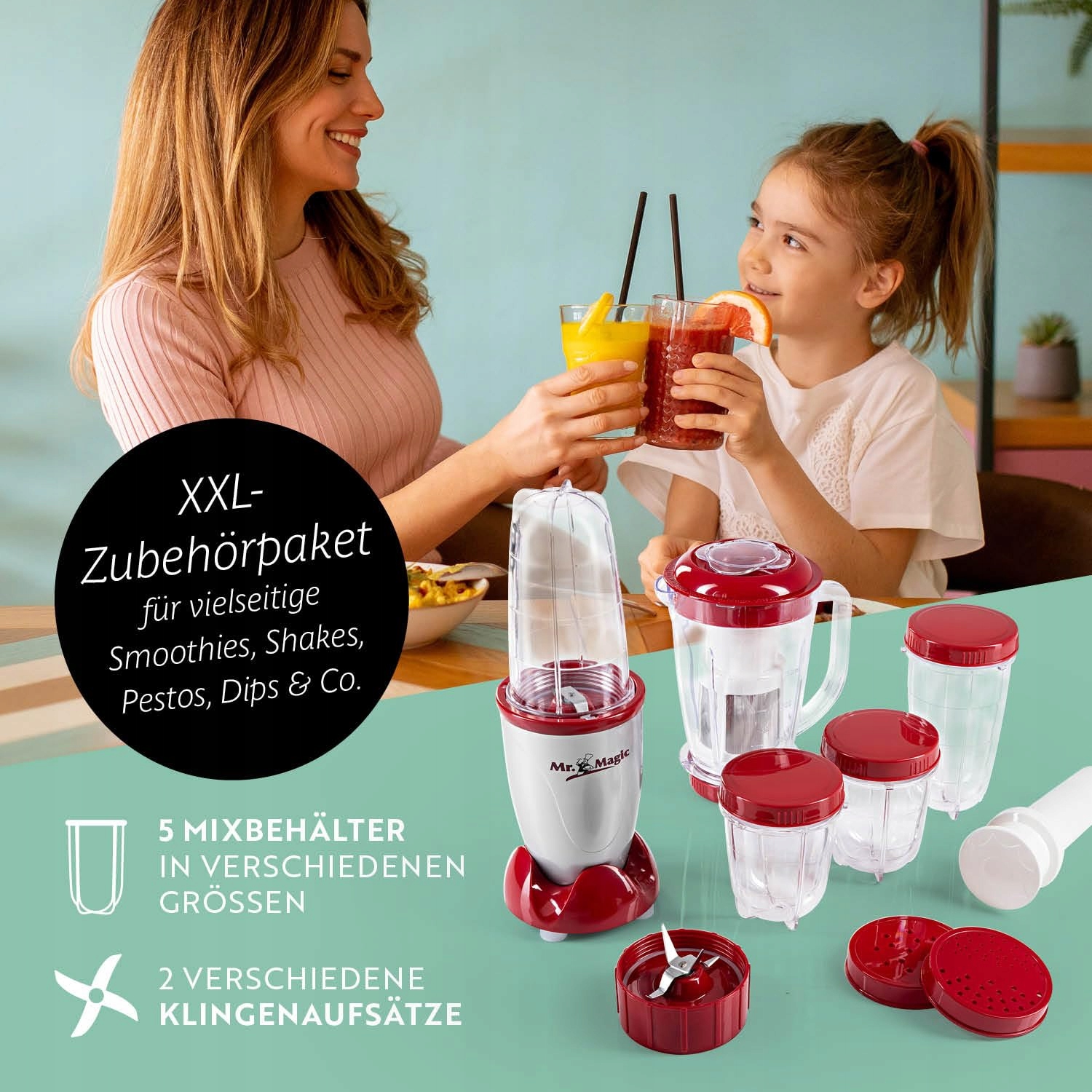GOURMETMAXX Mr Magic Blender Zestaw XXL Mikser Do Smoothie i Koktajli — miniatura 3