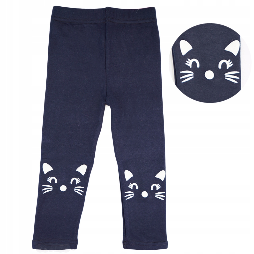 

Granatowe Legginsy Kotki na kolanach 104/110 Getry