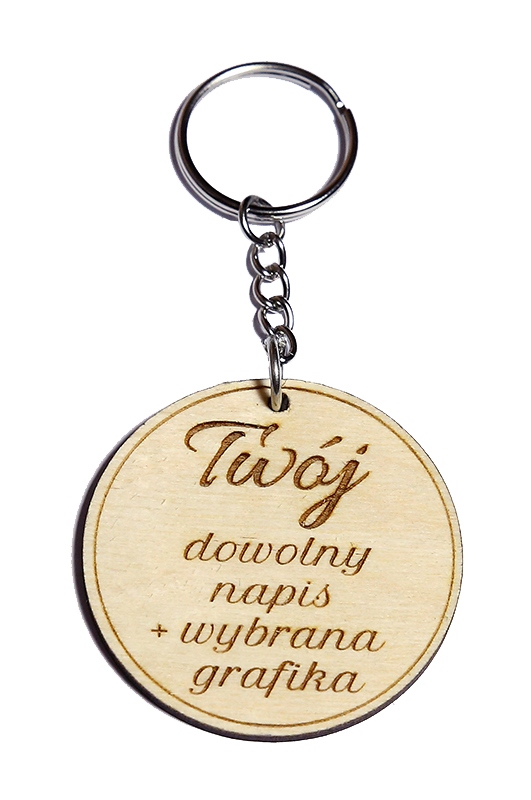 BRELOK DREWNO MONOGRAM, GRAFIKA, TEKST- DWUSTRONNY Marka Inny