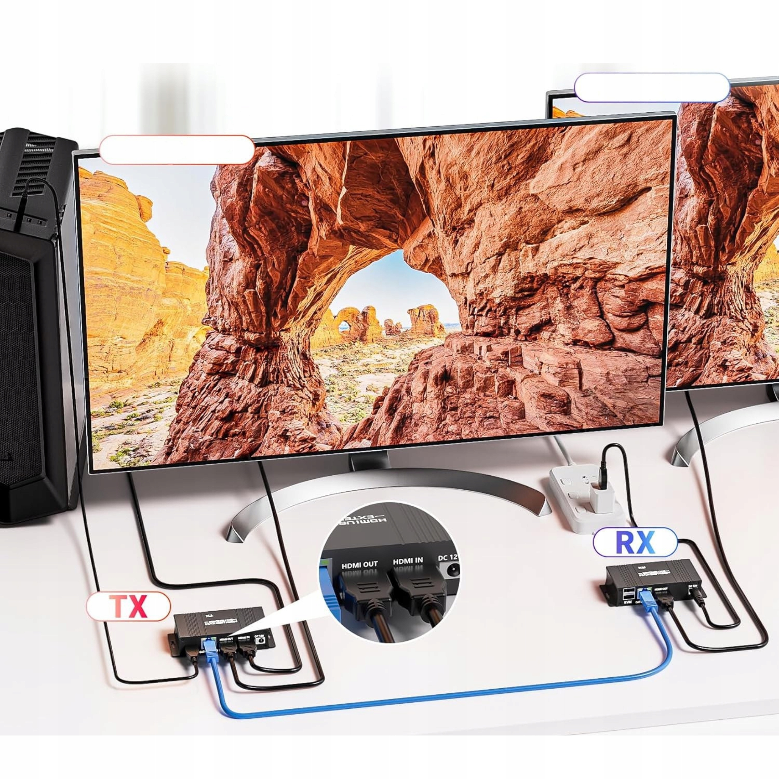 EXTENDER Przedłużacz HDMI KVM BolAAzuL Trans. do 50m, USB, RJ45, Balun, HD