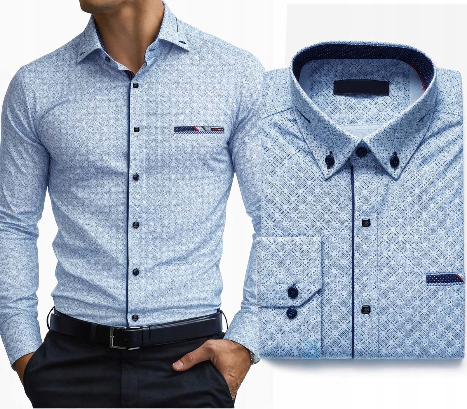 Koszula Męska do Garnituru Spodni Comfort Slim