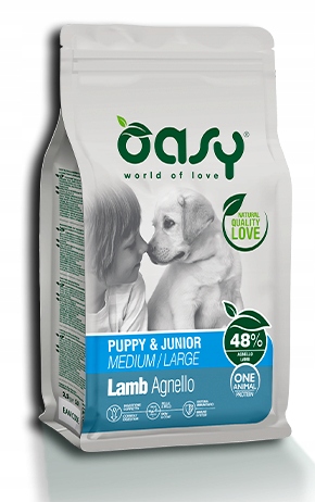 Levně suché krmivo pro psy Oasy One Protein M/L Puppy jehněčí 2,5 kg