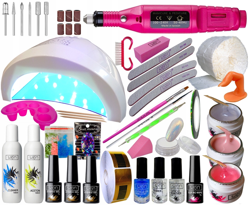Gelově hybridní sada na nehty s lampou a frézkou