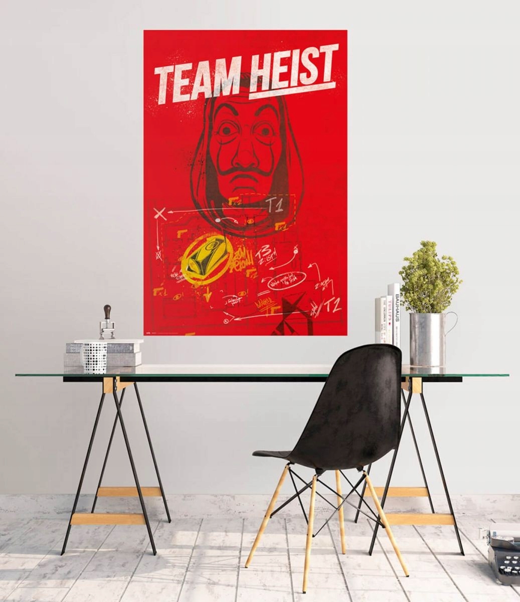 PLAKAT DOM Z PAPIERU LA CASA DE PAPEL TEAM HEIST 6 Szerokość produktu 61 cm