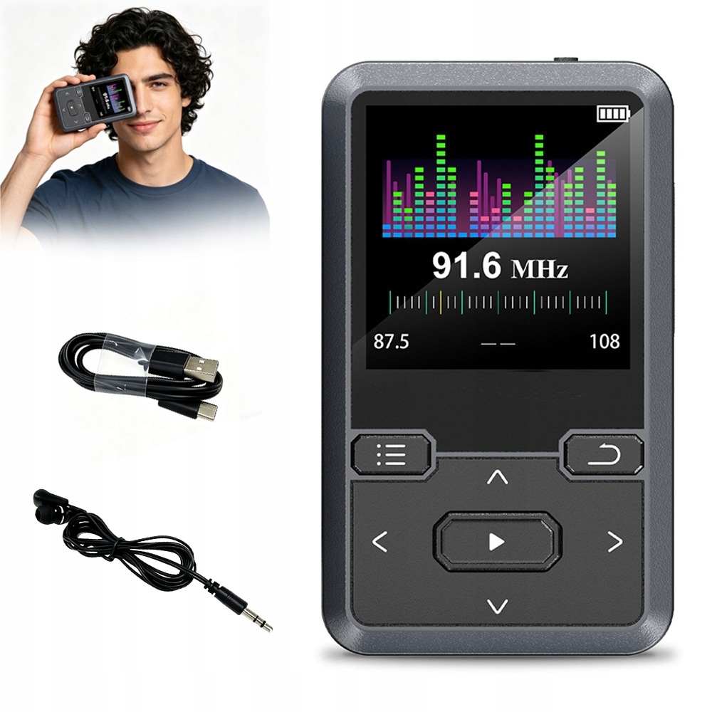 Bluetooth MP3 přehrávač Přenosný 32GB HiFi RadioFm Krokoměr Diktafon