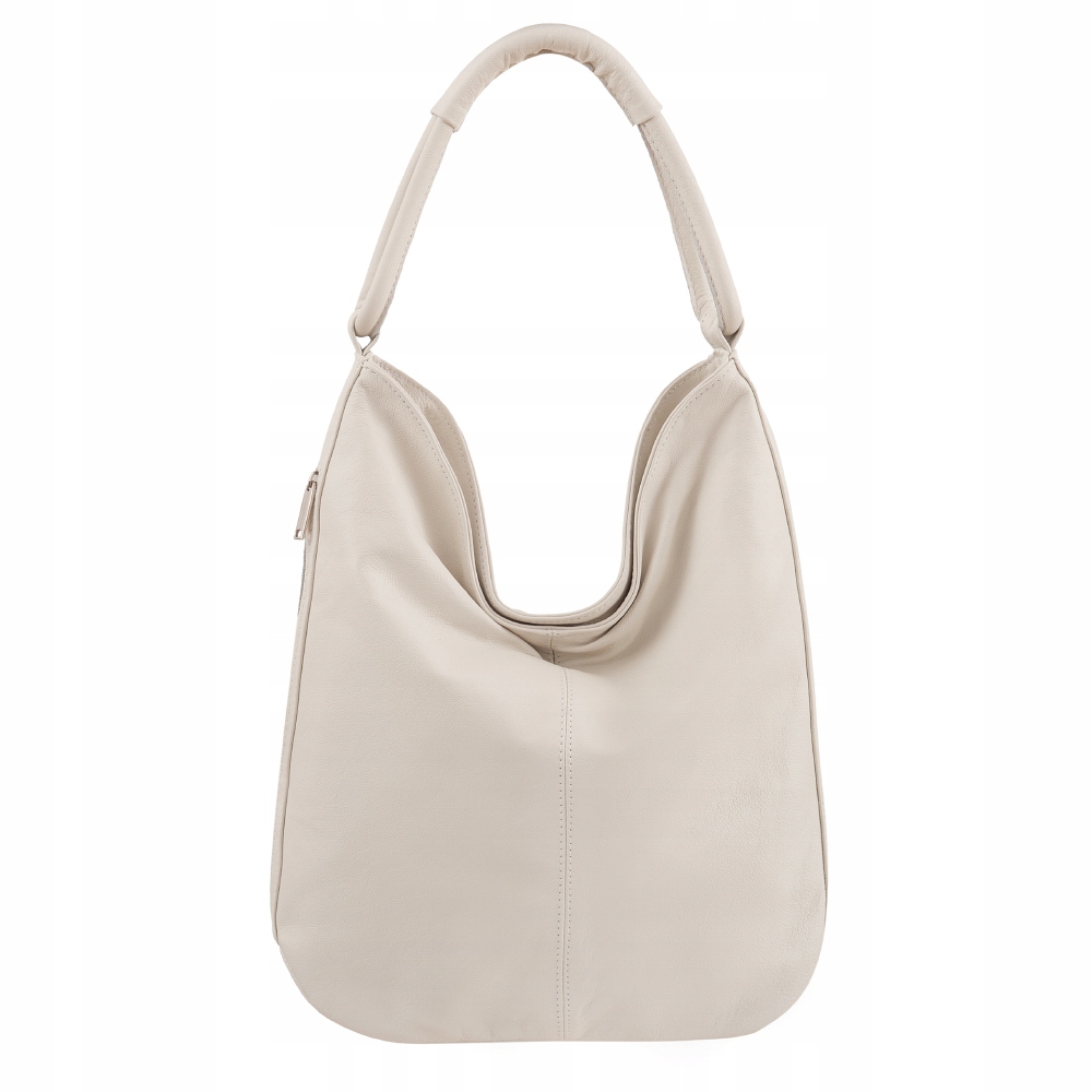 KREMOWA TOREBKA JASNO BEŻOWA SKÓRZANA torba worek WŁOSKA SKÓRA VERA PELLE