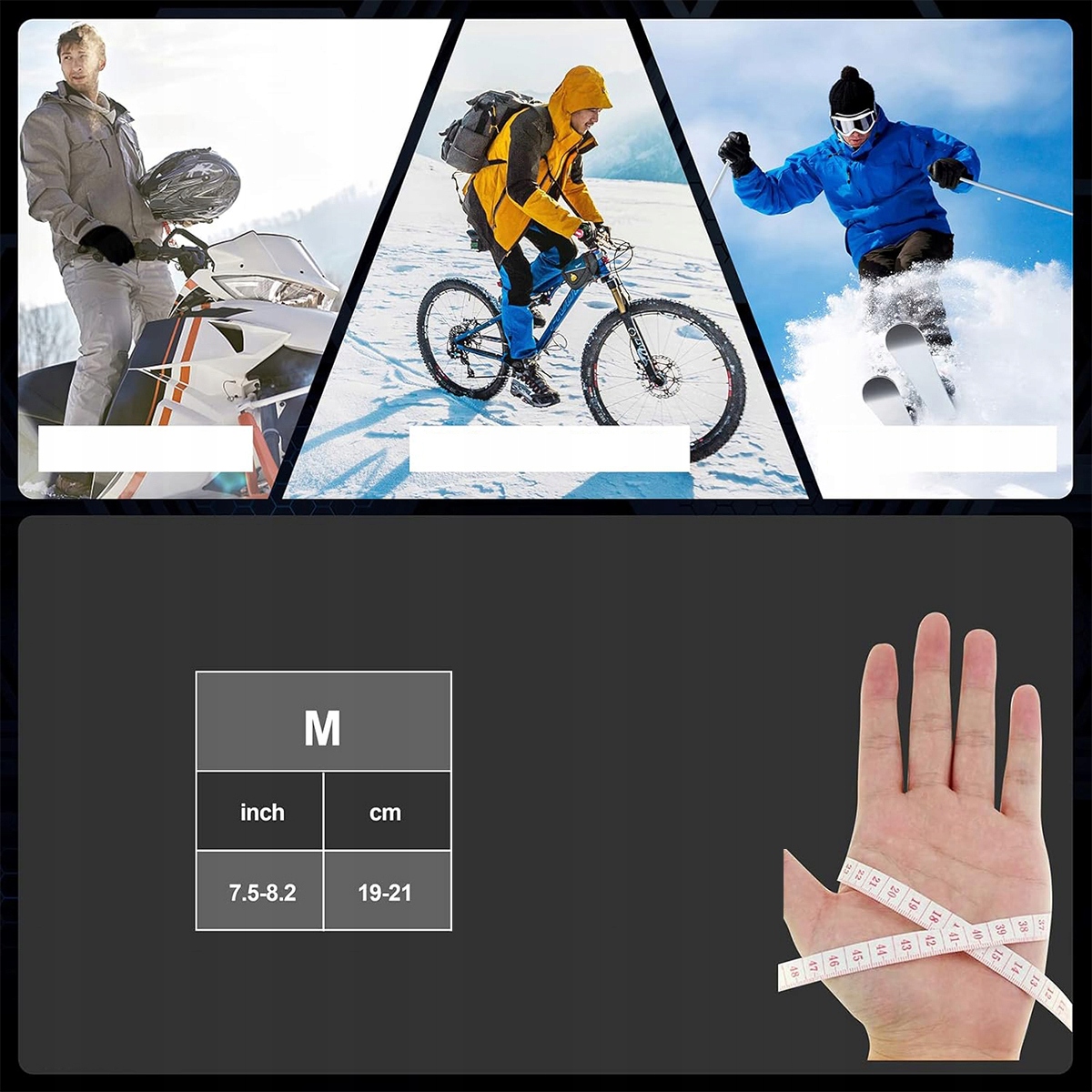 ZIMOWE OCIEPLANE RĘKAWICZKI DOTYKOWE WODOODPORNE WIATROSZCZELNE Rodzaj jednopalczaste