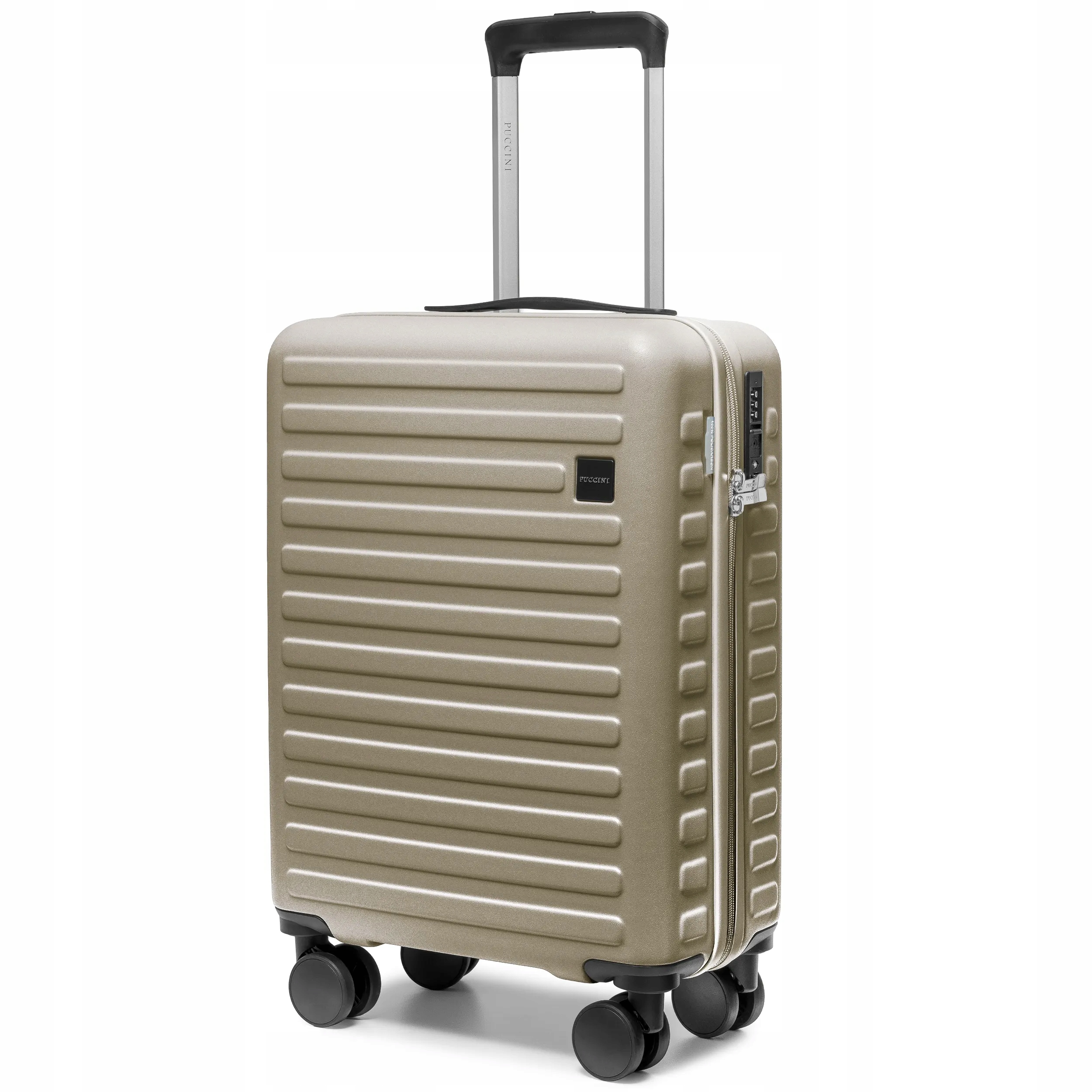 Puccini Walizka Kabinowa Podróżna Na Kółkach Poliwęglan Szampan PC035C-6C
