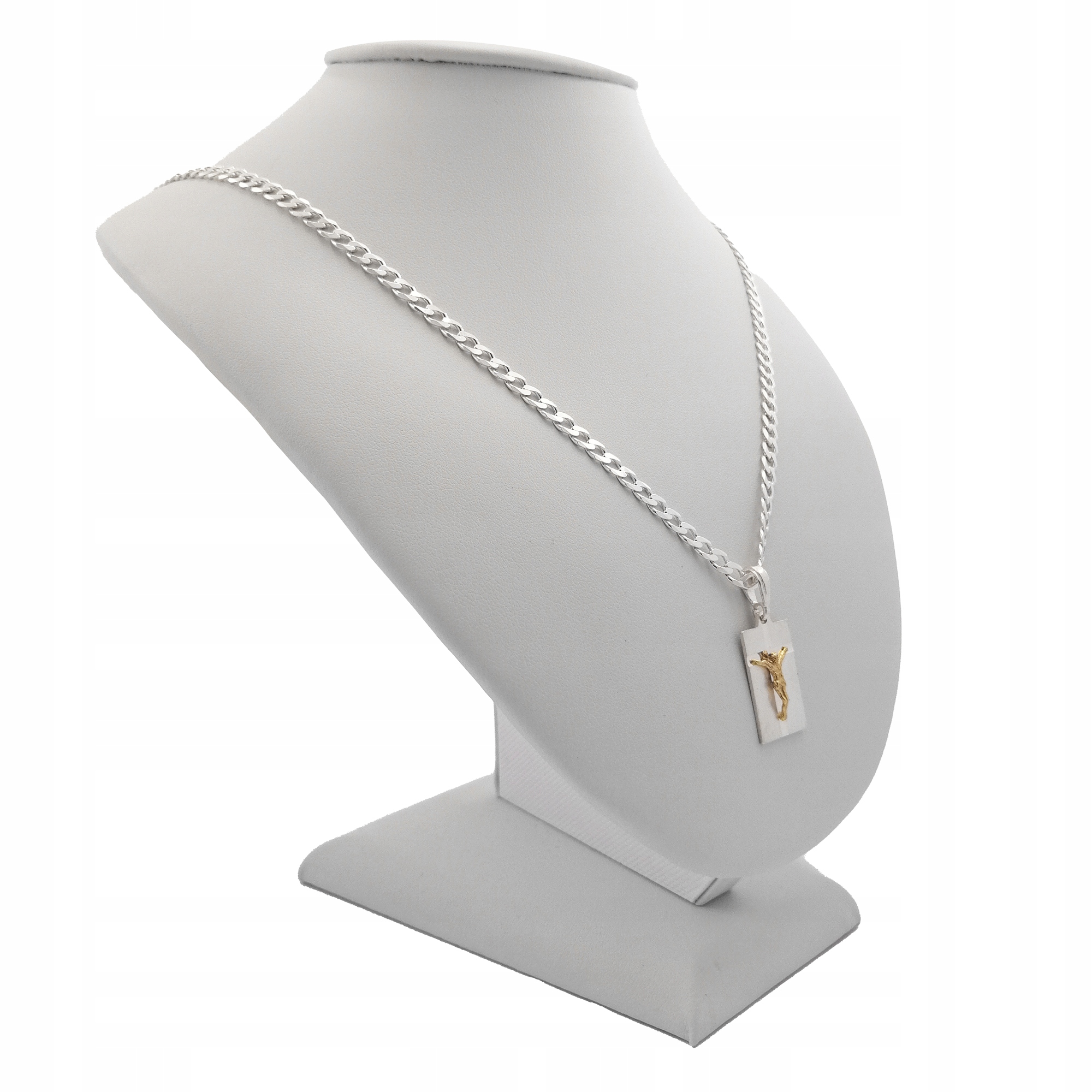 SREBRNY ŁAŃCUSZEK KOMUNIJNY DLA CHŁOPCA MEDALIK JEZUS 925 + GRAWER GRATIS Materiał Srebro