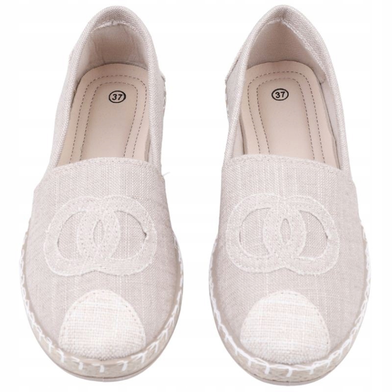 BEŻOWE ESPARDYLE DAMSKIE PÓŁBUTY WSUWANE PŁASKIE WKŁ. EKOSKÓRA WYGODNE Marka inna