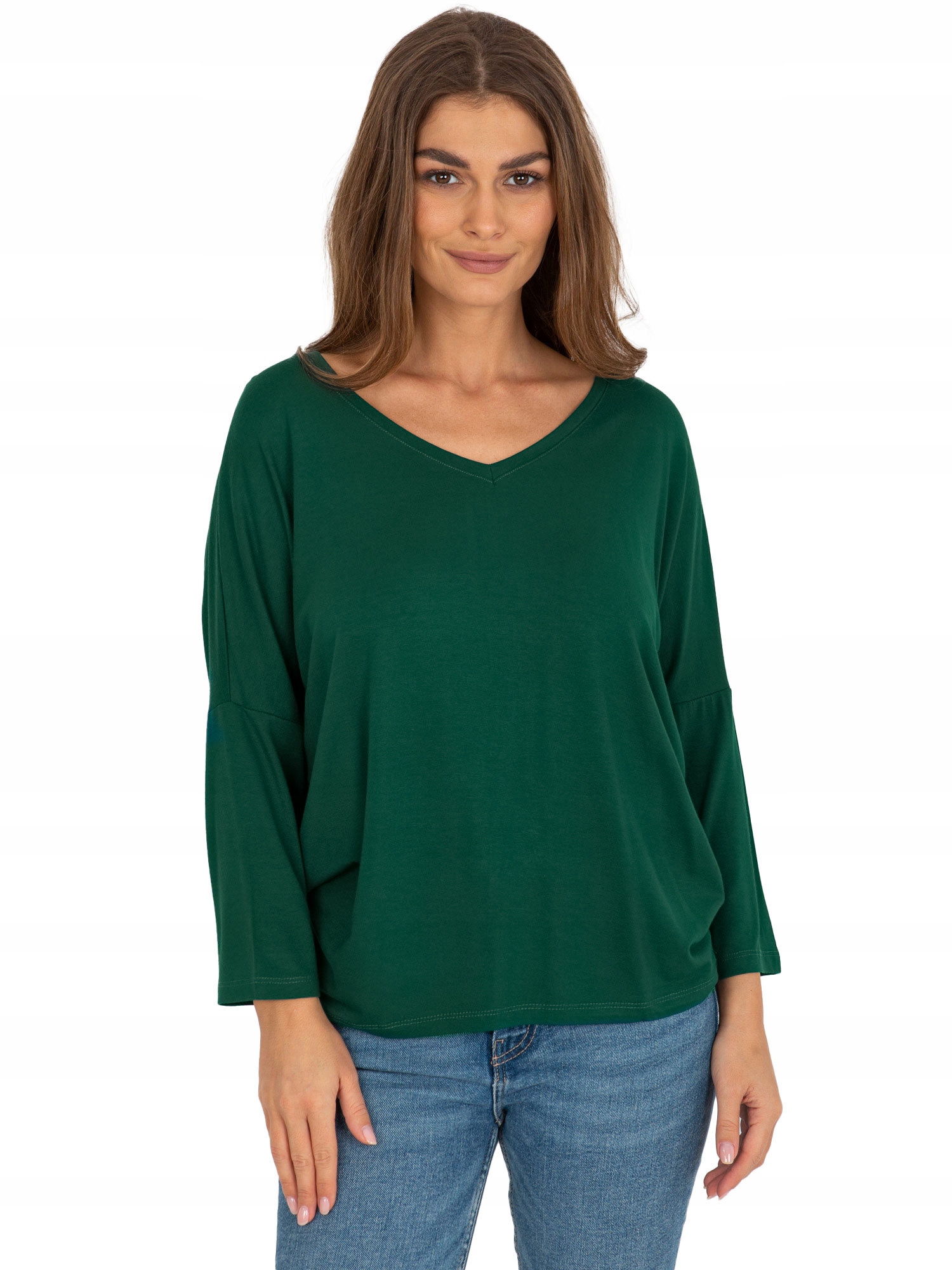 

Bluzka Oversize damska z dekoltem w serek