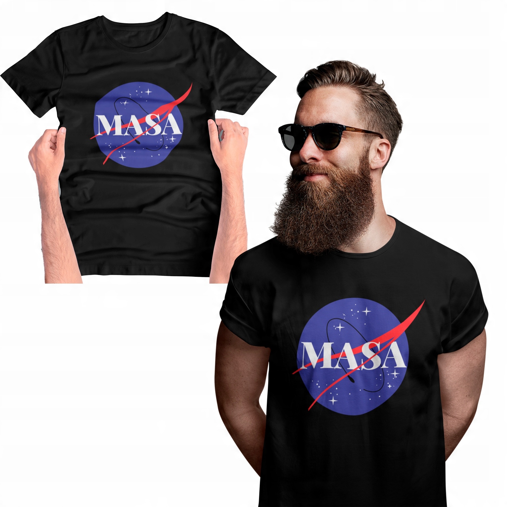 

Męska Koszulka Nasa Masa Duży Tshirt
