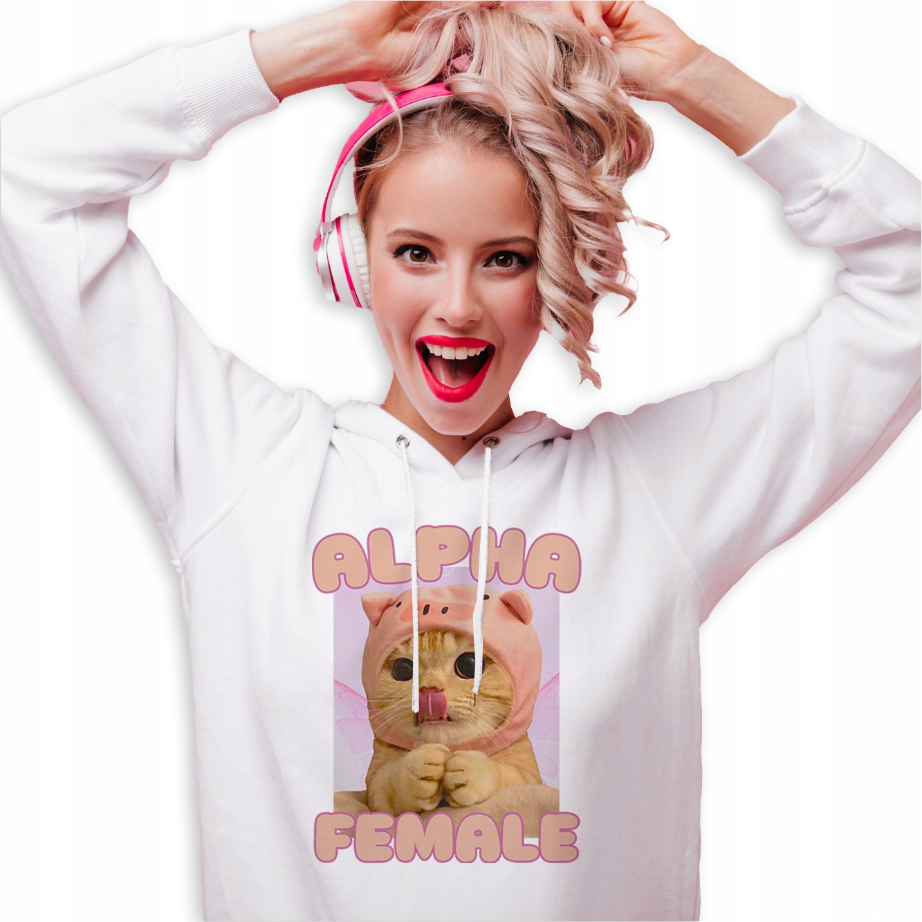 Mikina Bílá S Kapucí Veselý Dárek Narozeniny Alpha Female Vel S