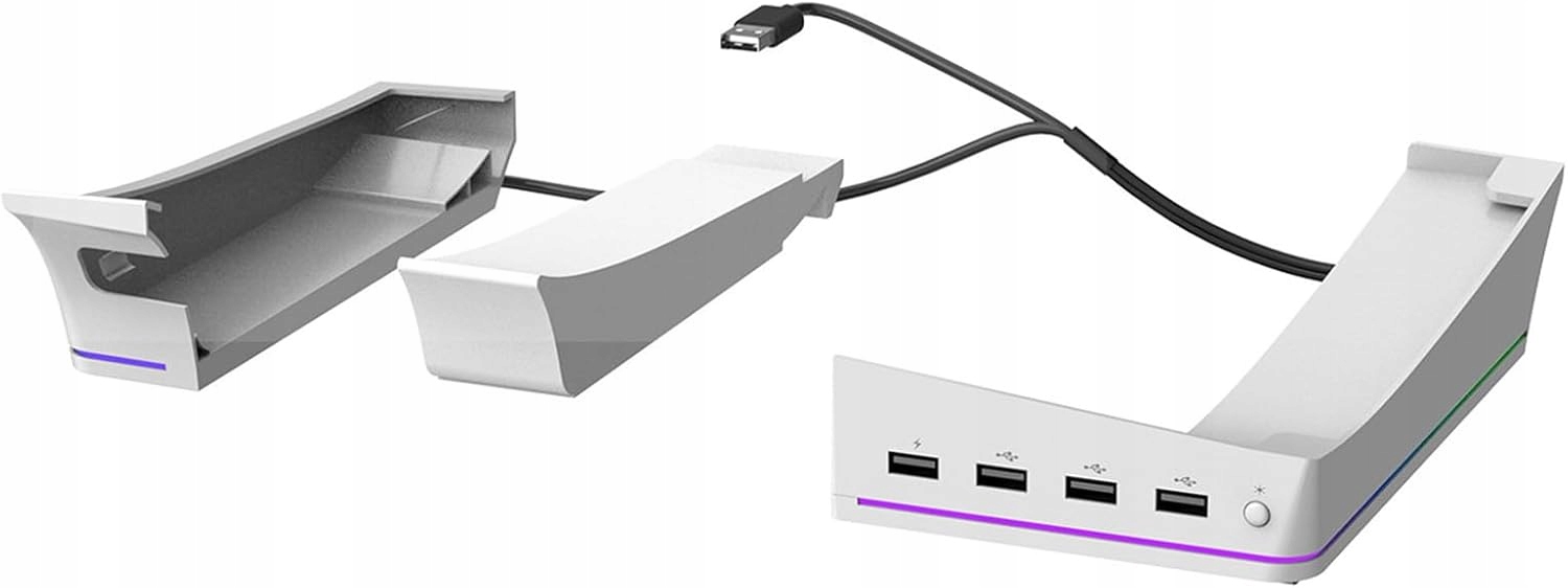 Stojan Pod Konzolu Pro PS5 Slim Rgb Light Dokovací Stanice 4 Porty Usb Bílá