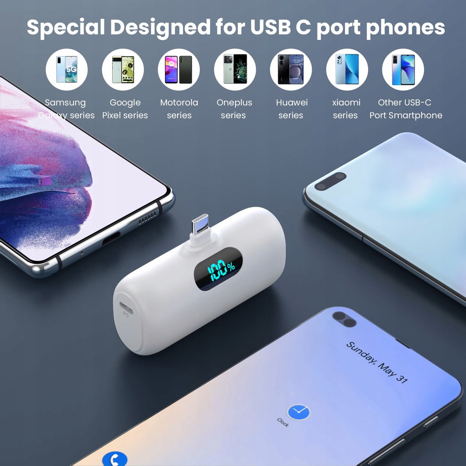FEOB Power Bank USB C 5000mAh Szybkie Ładowanie LCD Kompatybilny Samsung — miniatura 3