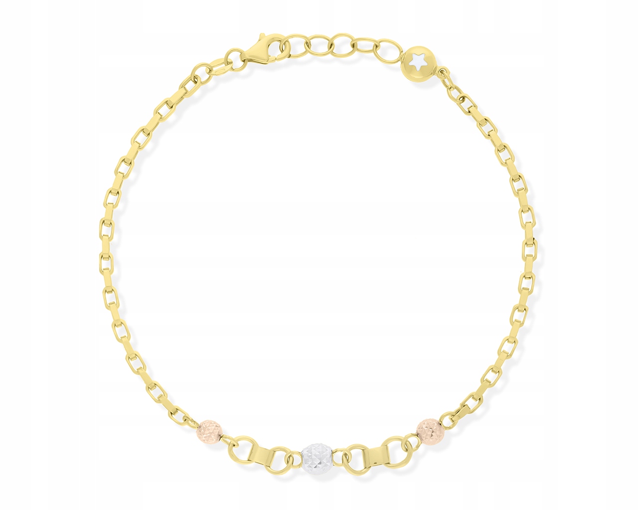 Zlatý náramek 585 pro ženy Originální módní vzor 3 barvy 14karátového zlata