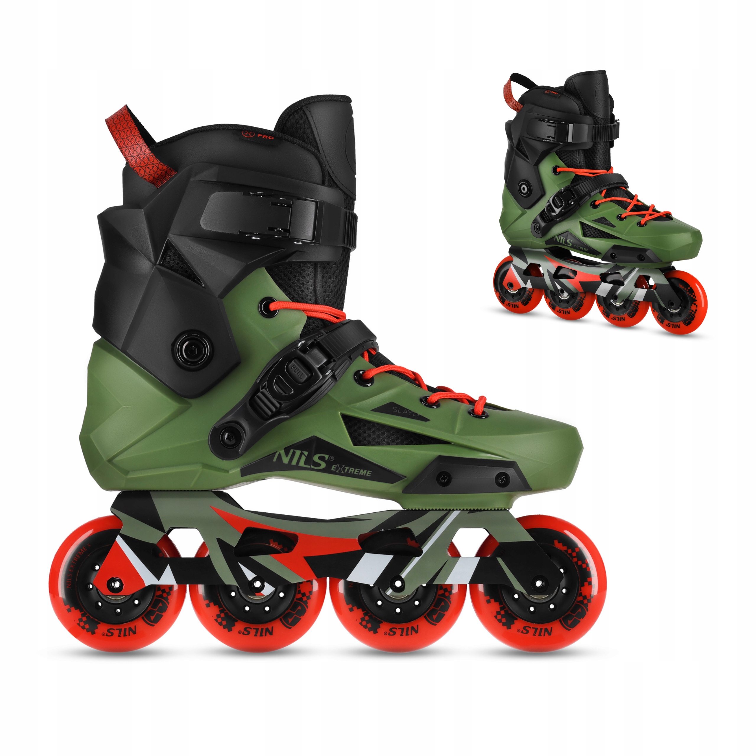 Kolečkové Brusle Slayd zelené, profesionální kaučuk 85A 46 Nils Extreme