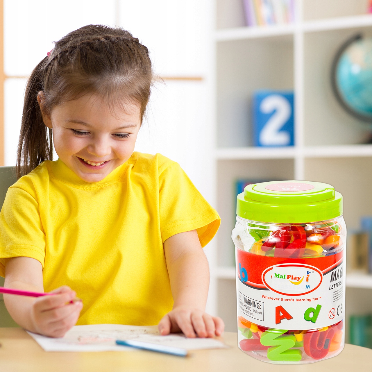 MAGNESY NA TABLICĘ LITERKI i CYFERKI W POJEMNIKU DLA DZIECI DO NAUKI 78EL EAN (GTIN) 5901924208389