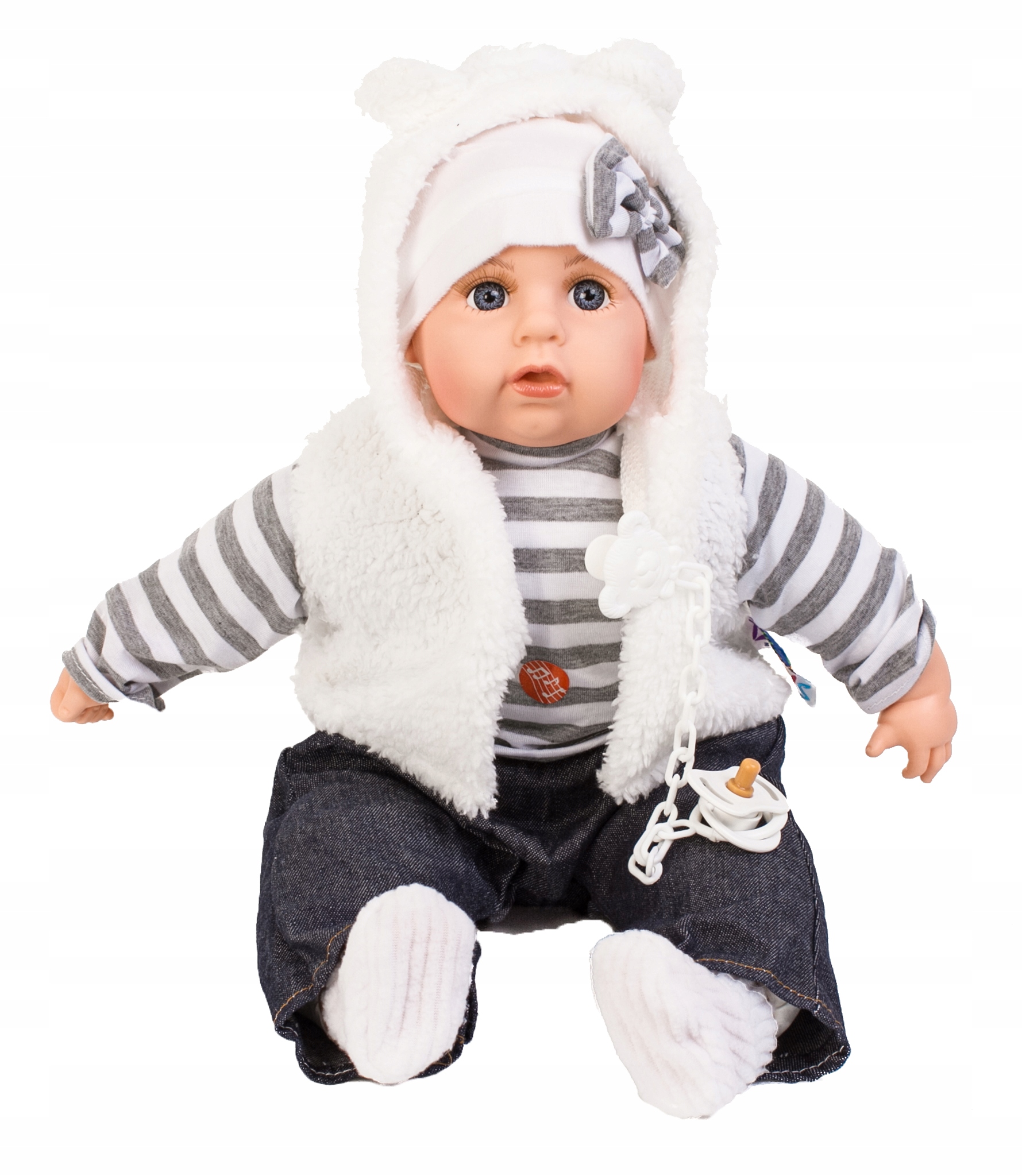 INTERAKTYWNA LALKA SŁODKI BOBAS DORIS 45cm w zestawie ze smoczkiem Marka Doris