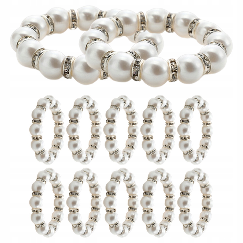 12 SZT. PERŁOWE PIERŚCIONKI NA SERWETKI PERŁOWE PODSTAWKI NA SERWETKI