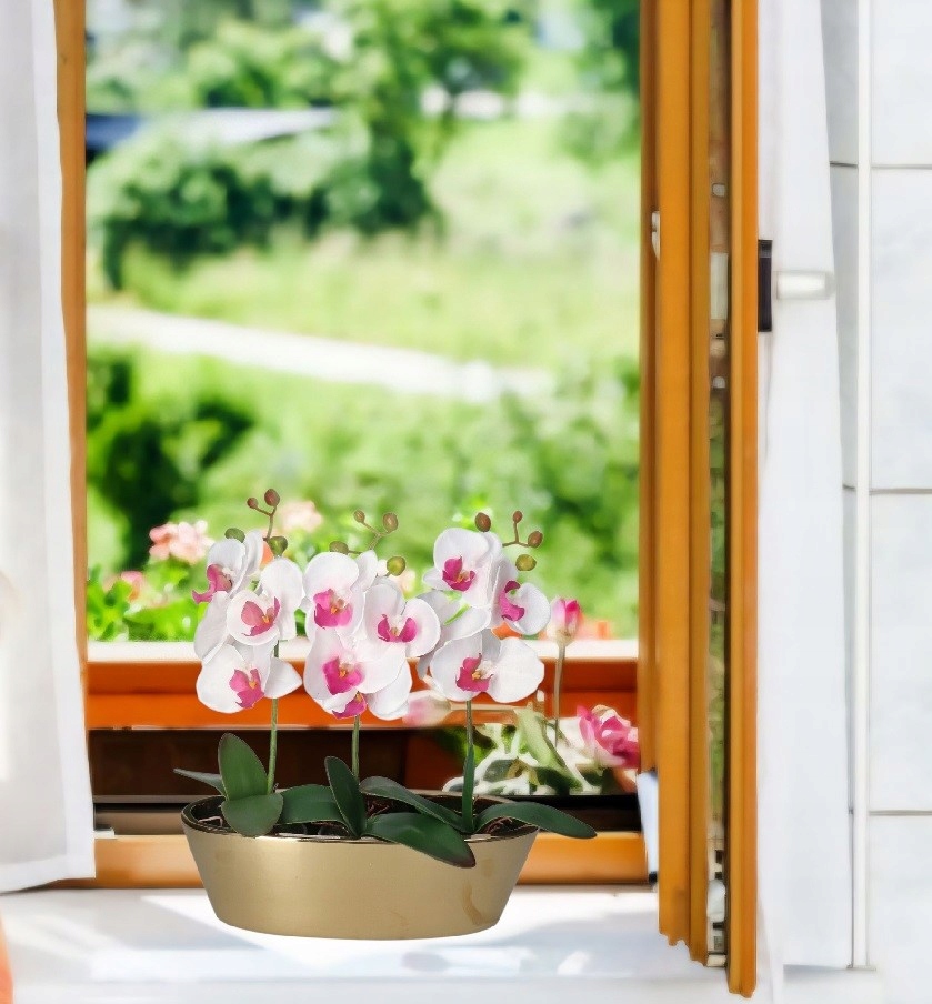 VIRÁGTARTÓ KERÁMIA FEDÉL ARANY MODERN NAGY Anyag kerámia