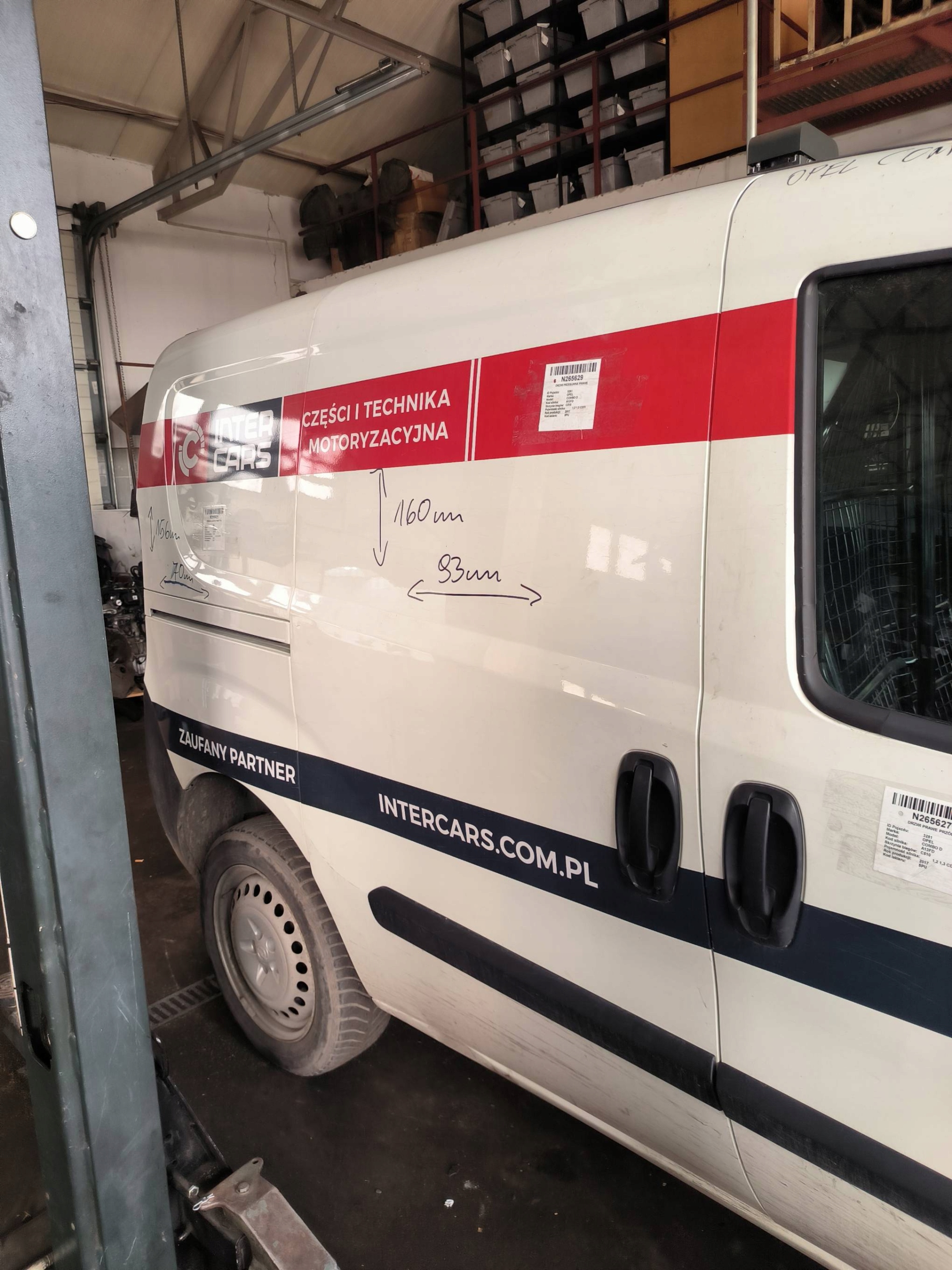 Tür PRZESUWNE rechts 5PU 2017 OPEL COMBO D